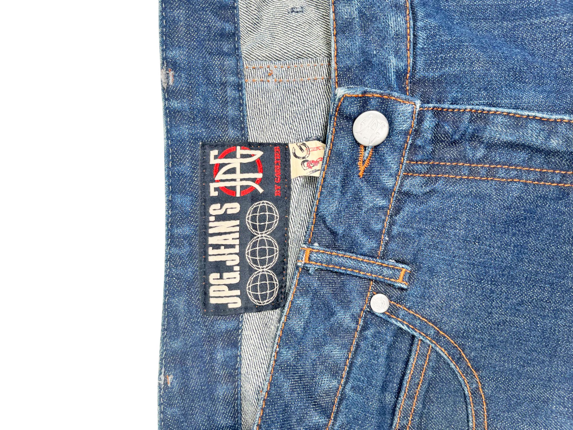 Jean Paul Gaultier 1990's Blue Cut-out Wide Jeans Size US 31 - 9 Thumbnail