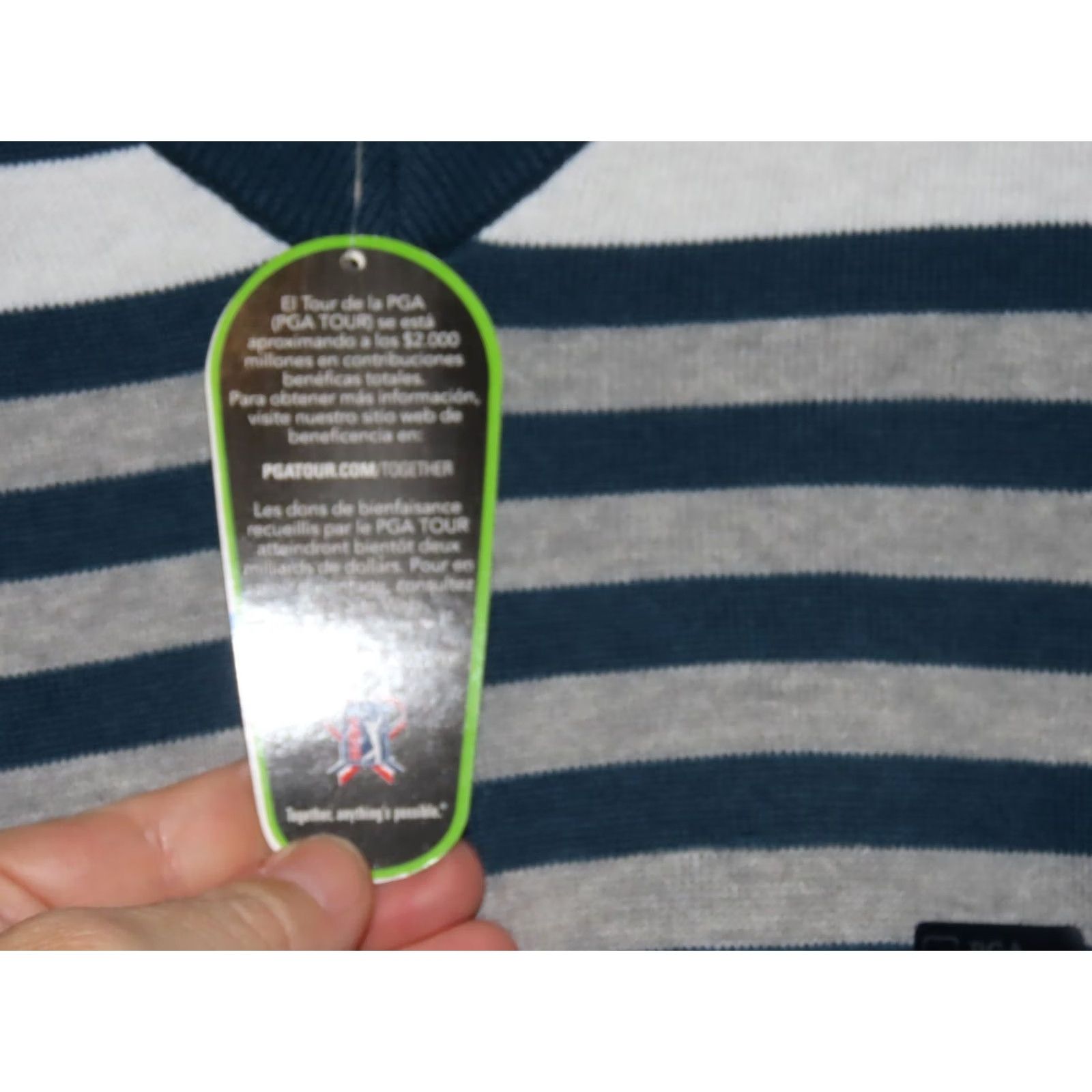 PGA Tour PGA TOUR Sweater Vest Mens XL Legion Blue V-Neck Striped All Seasons Lightweight Golf Theme NWT Size US XL / EU 56 / 4 - 7 Thumbnail