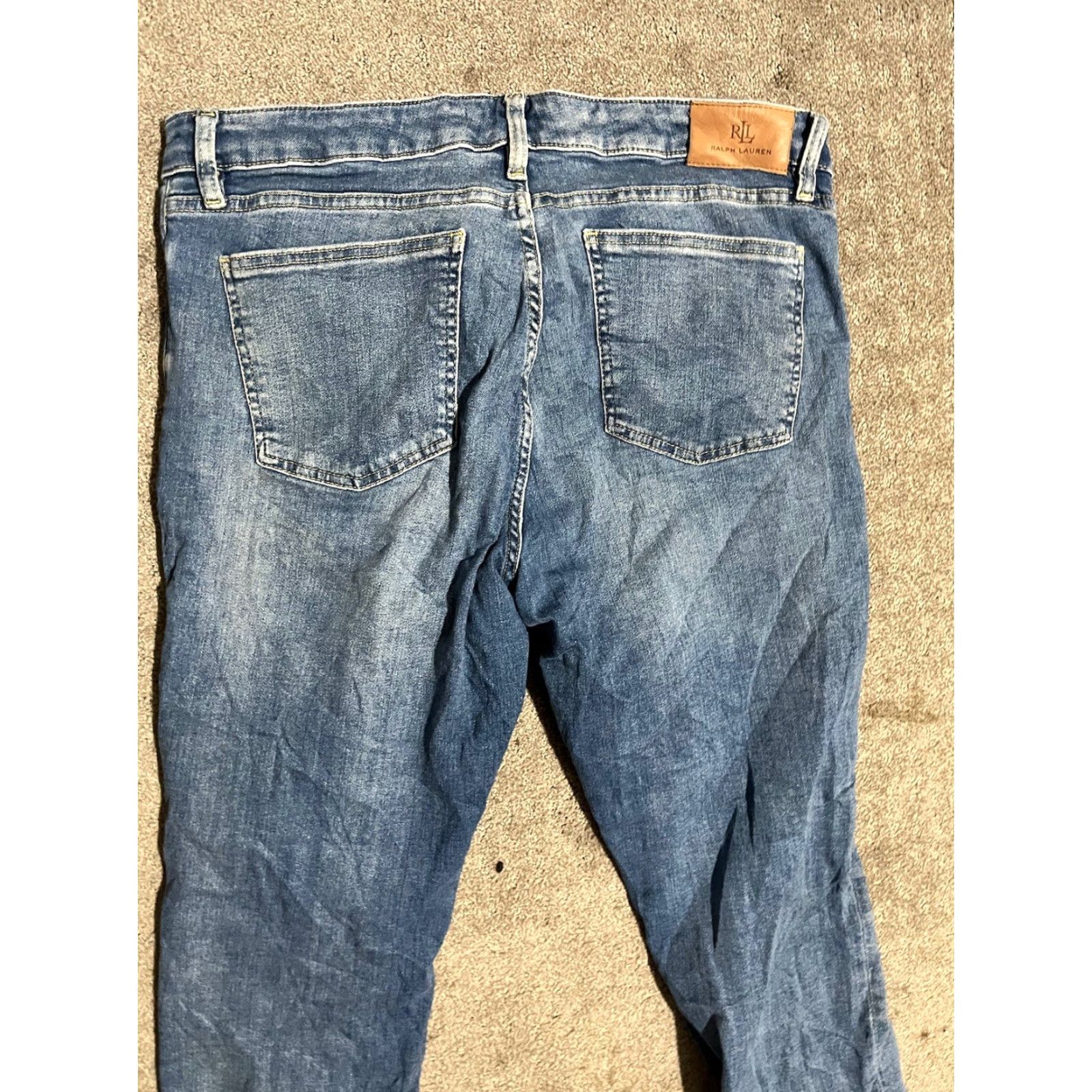 Ralph Lauren VINTAGE Lauren Ralph Lauren Women's Jeans Dark Wash 12 Modern Straight Blue - Jeans Womens 12 Dark Wash Straight (Stain on thighs) Size 34" / US 12 / IT 48 - 2 Thumbnail