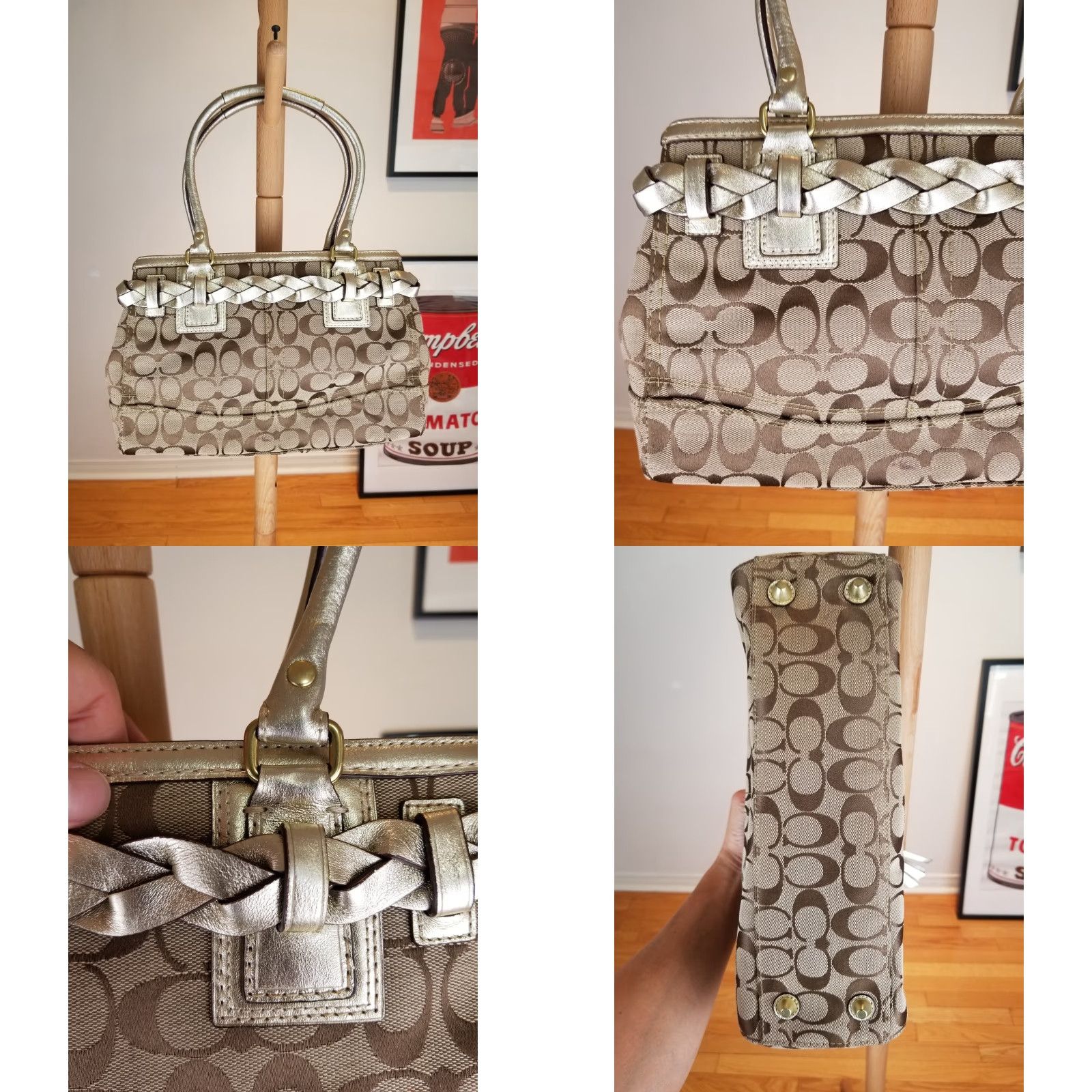 Coach VINTAGE COACH CANVAS/LEATHER SHOULDER HAND BAG SZ 11'X8'X3' F13065 Size ONE SIZE - 8 Thumbnail