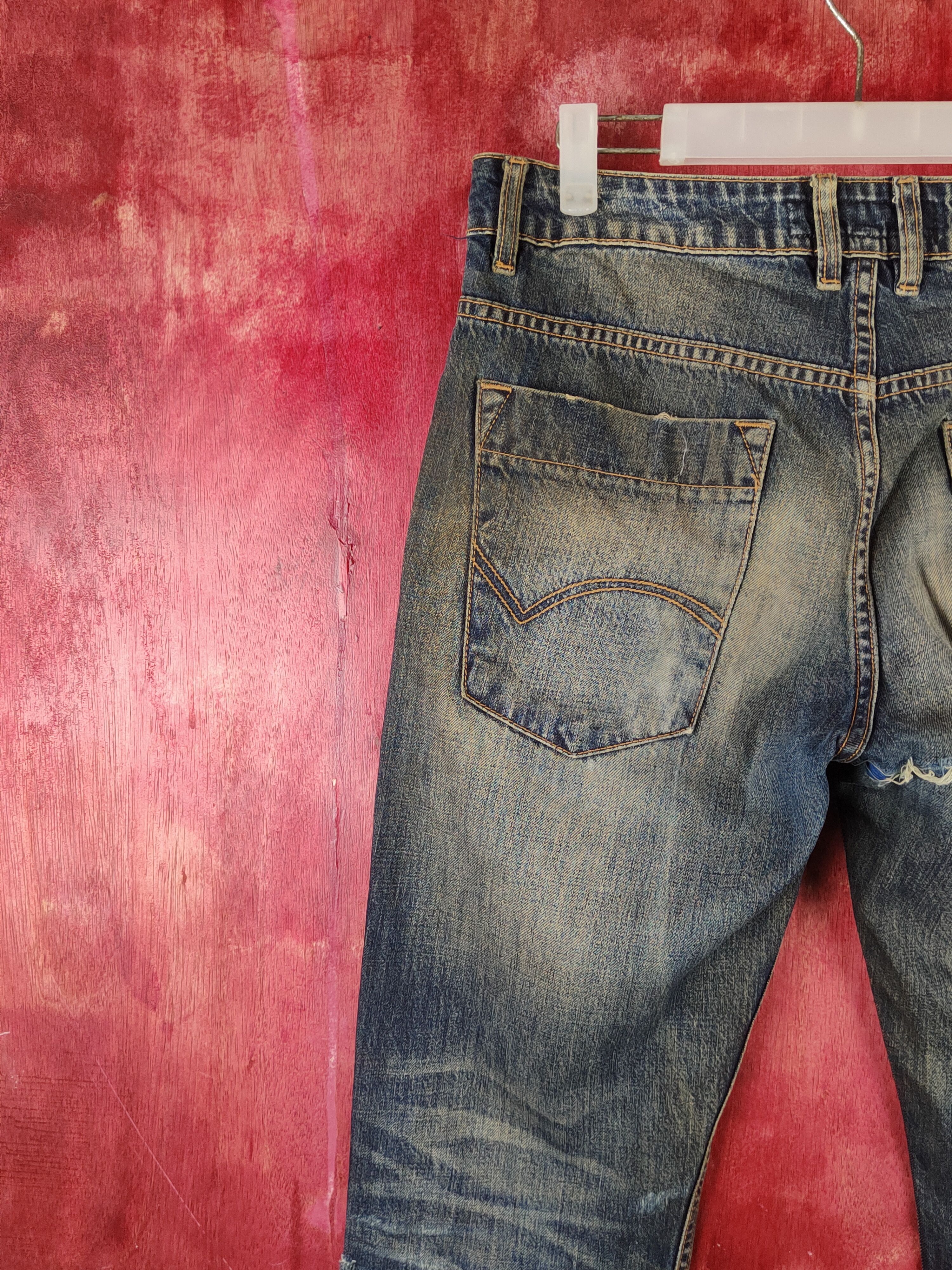 Japanese Brand Tykes Dark Blue Faded Distressed Ripped Jeans #S2141 Size US 32 / EU 48 - 10 Thumbnail