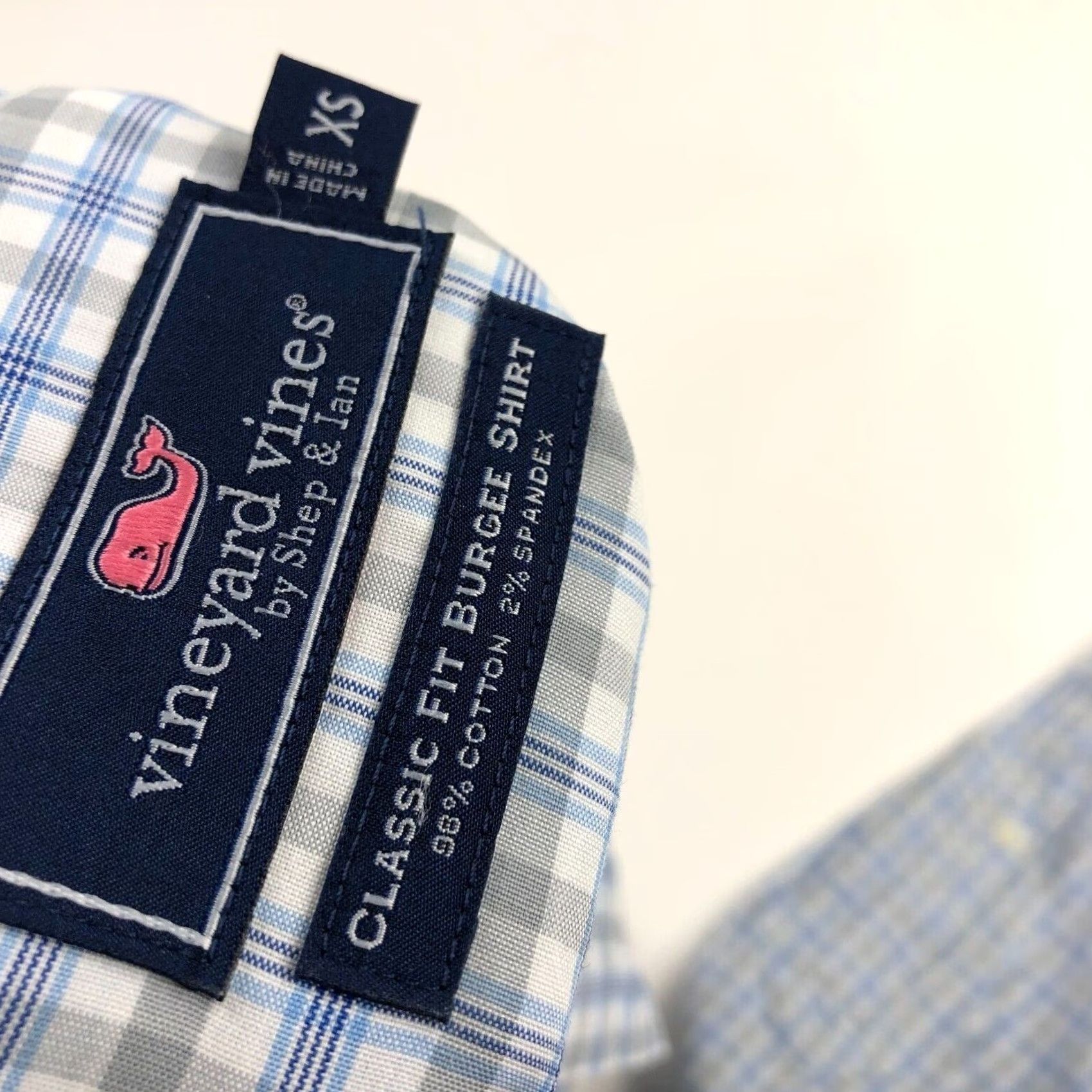 Vineyard Vines Vineyard Vines Burgee Shirt Men’s XS Blue White Plaid Classic Fit Button-Up Shirt Size US XS / EU 42 / 0 - 6 Thumbnail