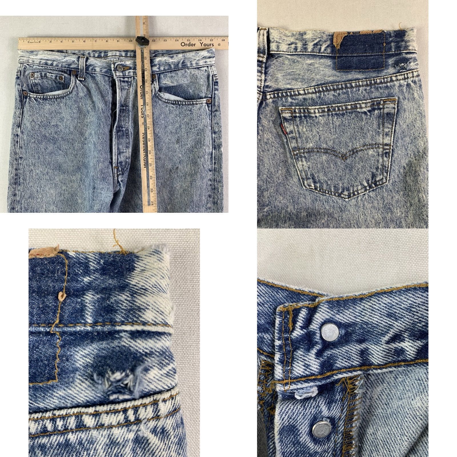 Levi's VINTAGE Levi's 501 Jeans Men 34x33 Blue 90s Made USA Acid Wash Distressed Classic Straight Jeans Mens Size US 34 / EU 50 - 9 Thumbnail