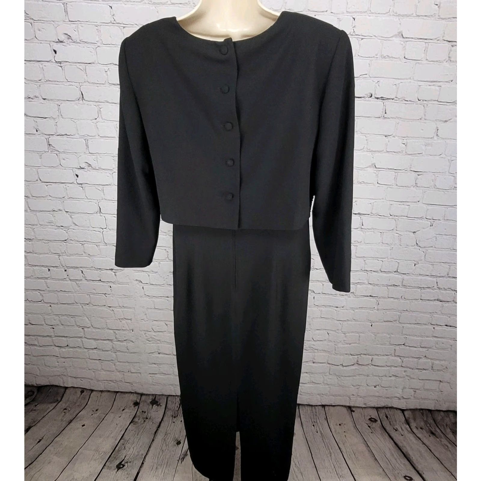 Vintage VTG Rimini Black Long Sleeve Beaded Dress Jacket Shift Size XL / US 12-14 / IT 48-50 - 2 Thumbnail