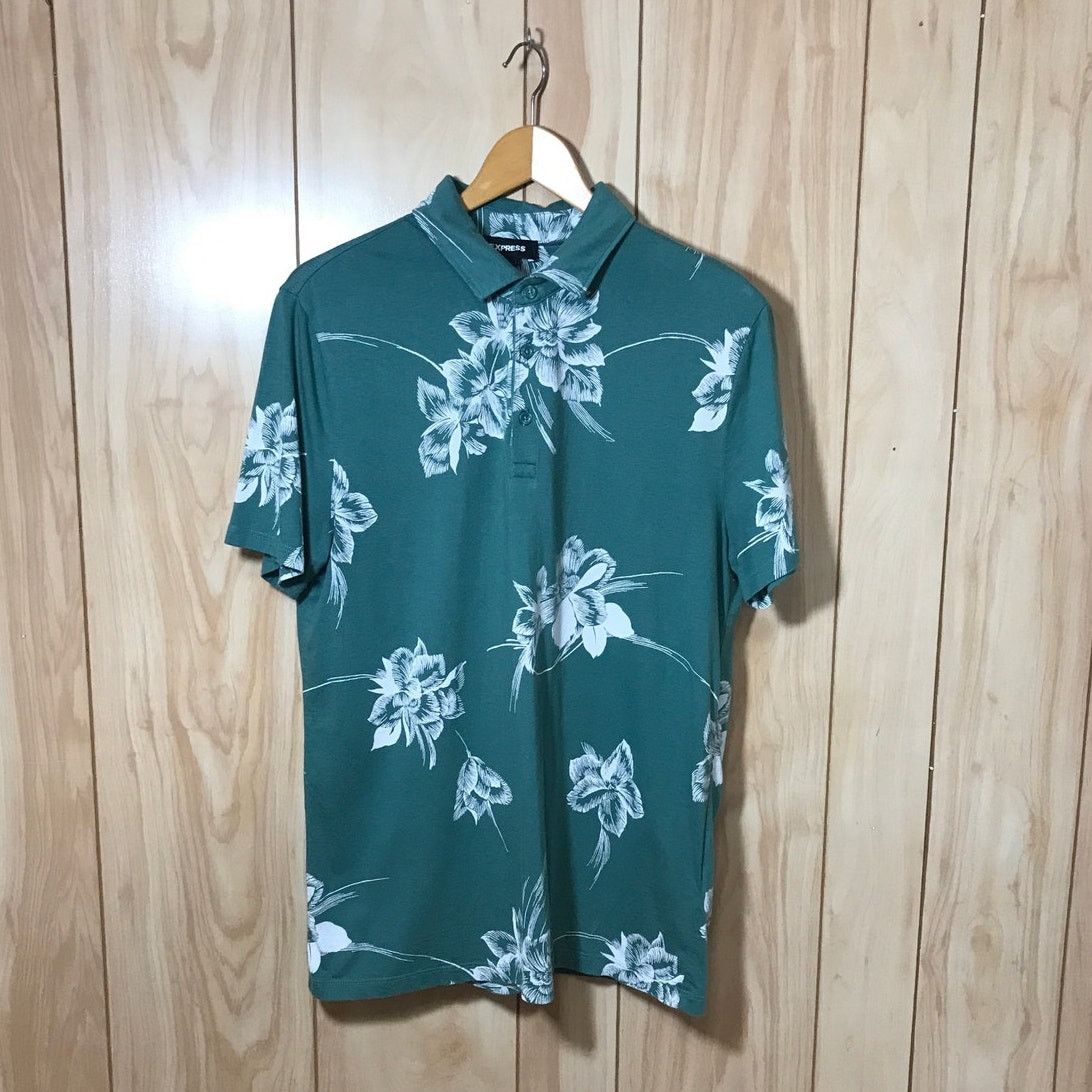 Express Express Floral Collared Short Sleeve Polo Shirt M Size US M / EU 48-50 / 2 - 1 Thumbnail