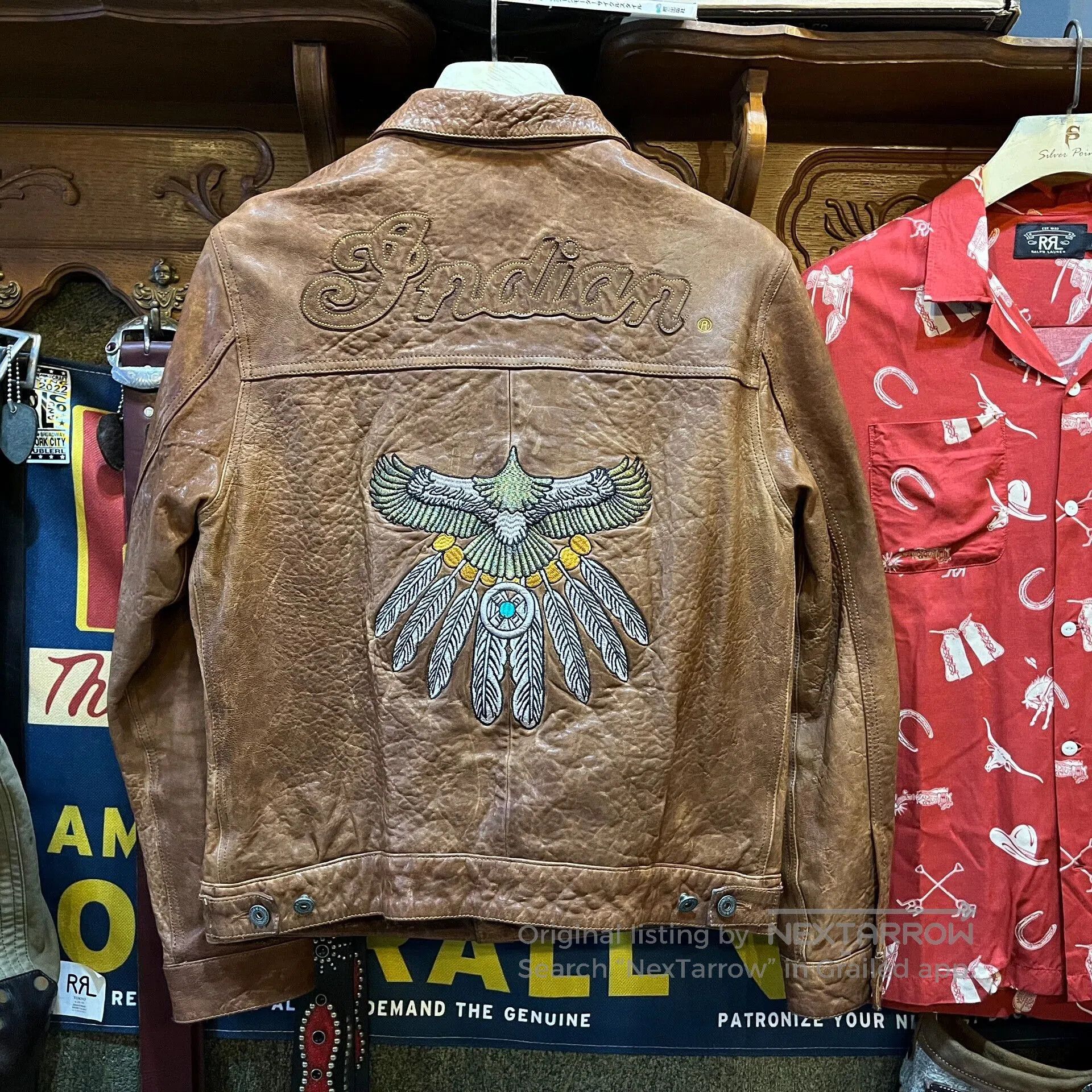 Indian Motorcycle indian leather jacket with beautiful embroidery. Size US L / EU 52-54 / 3 - 1 Thumbnail