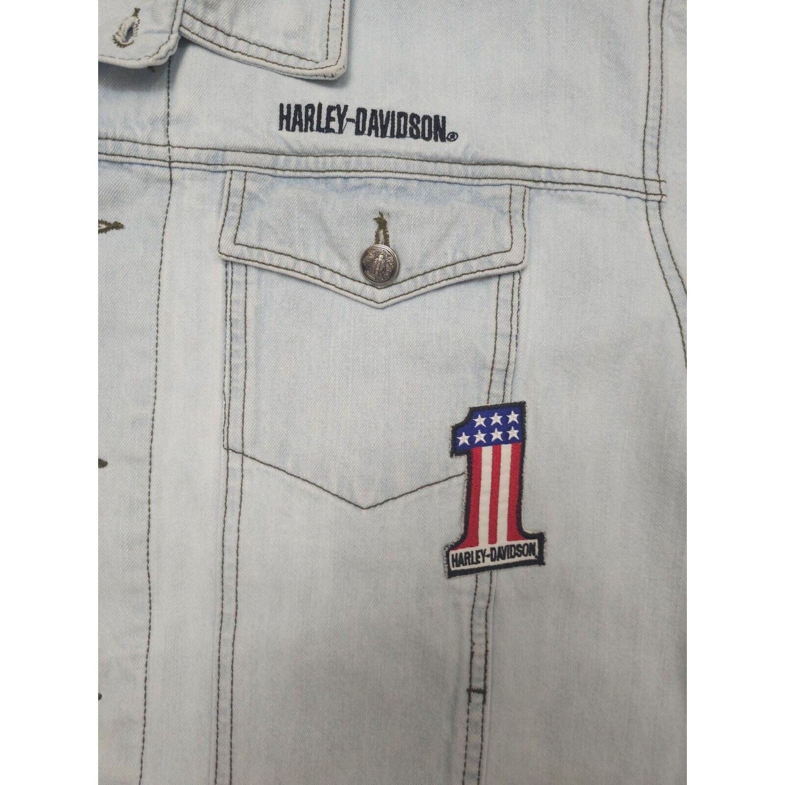 Harley Davidson Harley Davidson Jacket Denim Skull Flames Biker Embroidered Size US L / EU 52-54 / 3 - 4 Thumbnail