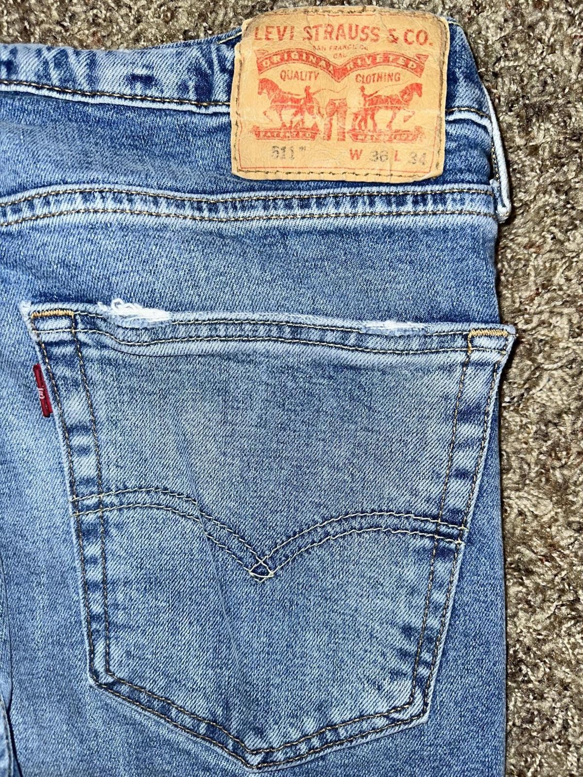 Levi's Men's Levi 511 Light Washed Blue Denim Pants Size US 36 / EU 52 - 5 Thumbnail