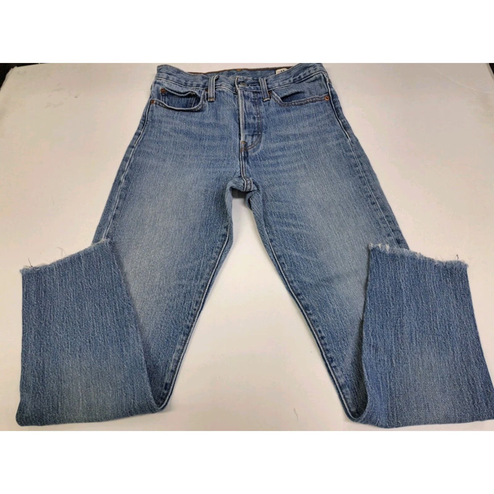 Levi's Levi's Womens Jeans Blue 27 Inseam 27 White Oak Cone Denim Button Fly Raw Hem Size 27/27 Regular Rise High Vintage: No MPN 7206 7206 ( Denim ) Size 27" / US 4 / IT 40 - 2 Thumbnail