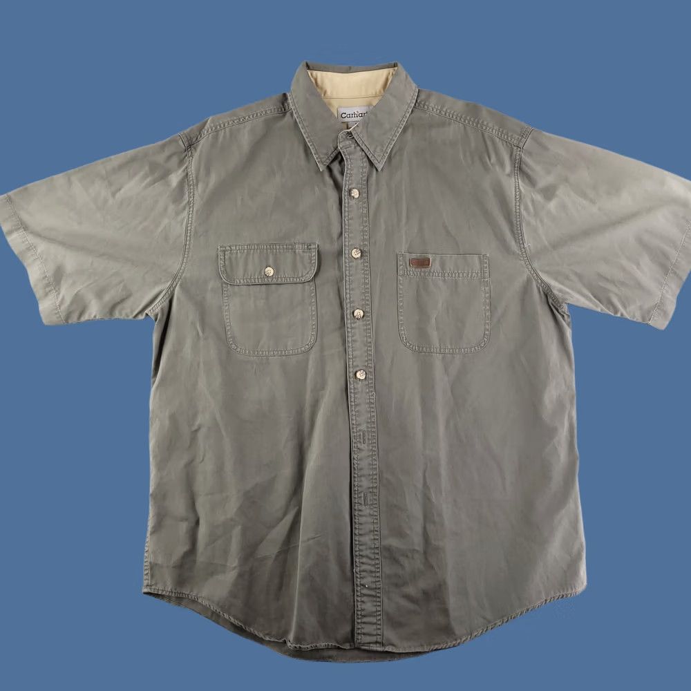 Carhartt Carhartt Shirt Mens Large Green Button-Up Short Sleeve Work Chore Relaxed Fit Size US L / EU 52-54 / 3 - 1 Thumbnail