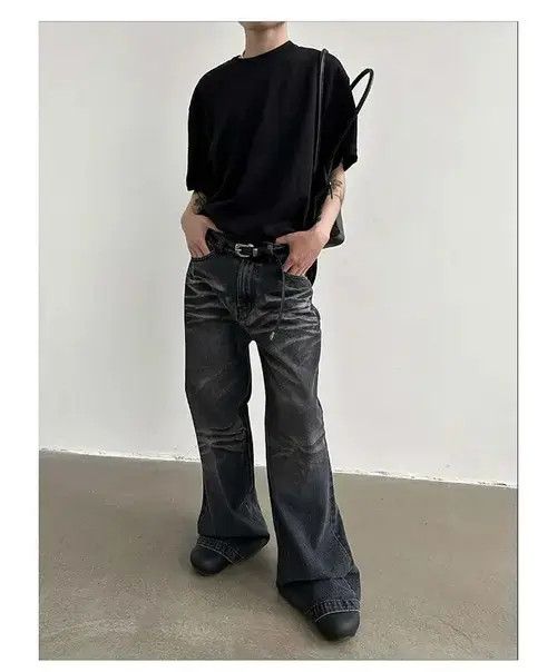 Jean washed faded flared grunge baggy yuppie jeans Size US 30 / EU 46 - 3 Thumbnail