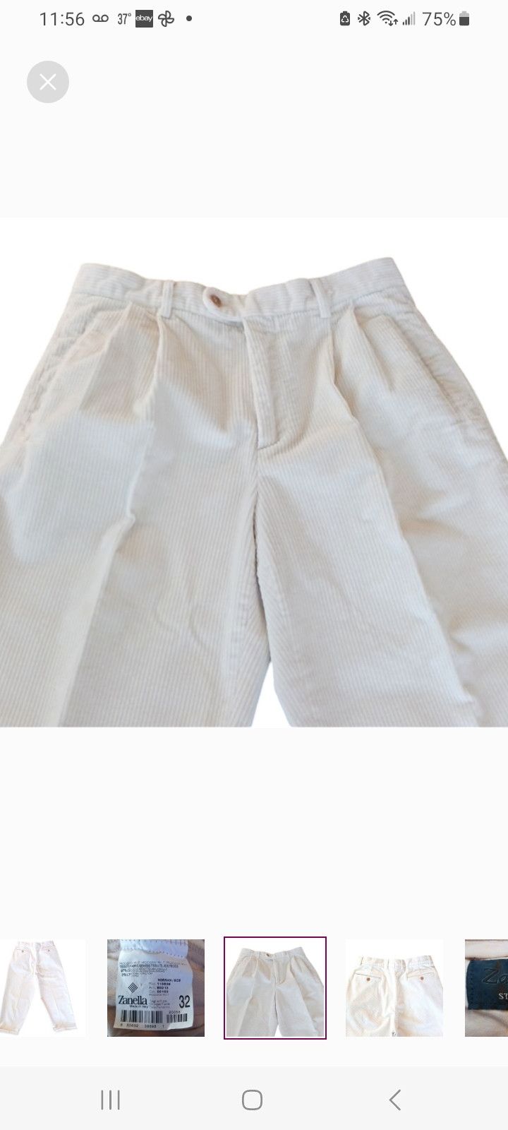 ZANELLA ©️2000 Men's White Corduroy Pants