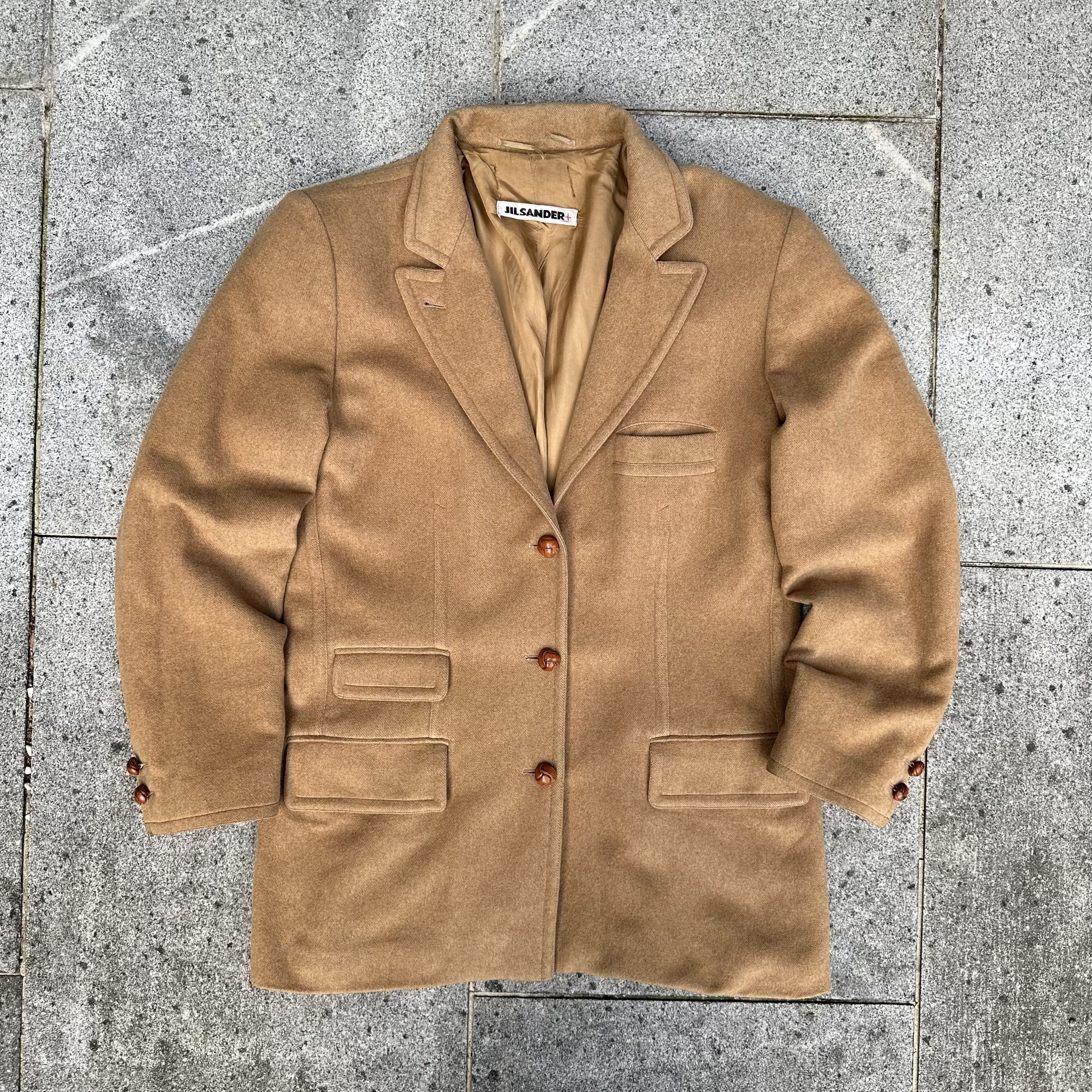 JIL SANDER CASHMERE HEAVY COAT JACKET BLAZER LEATHER BUTTONS