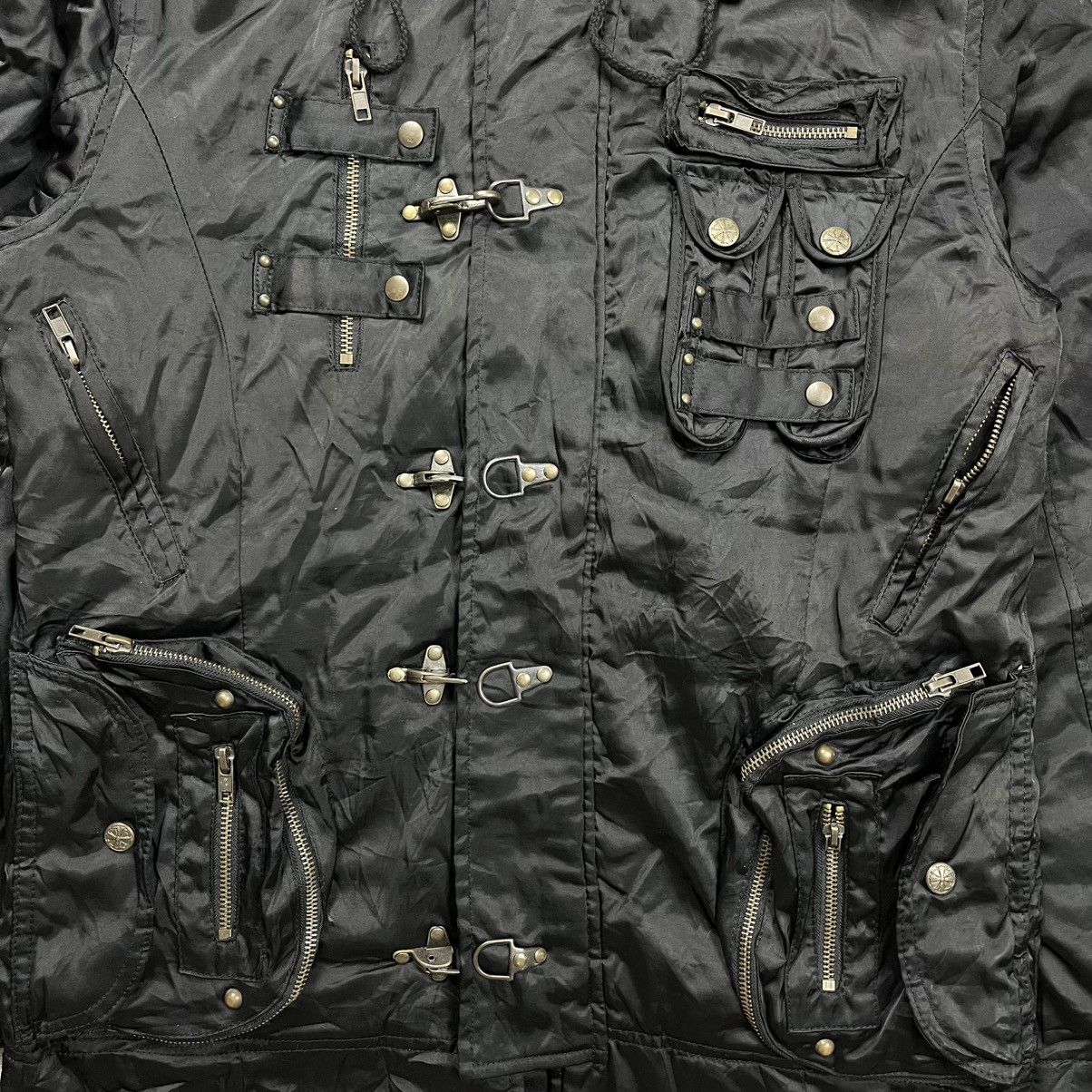 Midas Fur hoodie studded multi pocket jacket vkei style