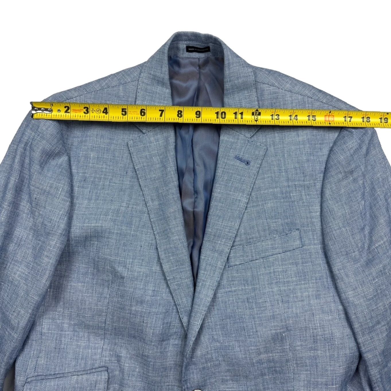 Vintage Nova Fides Blazer Jacket Men 40R Blue Linen Blend 2-Button Notch Lapel Regular Fit Vintage: No Size 40R - 7 Thumbnail