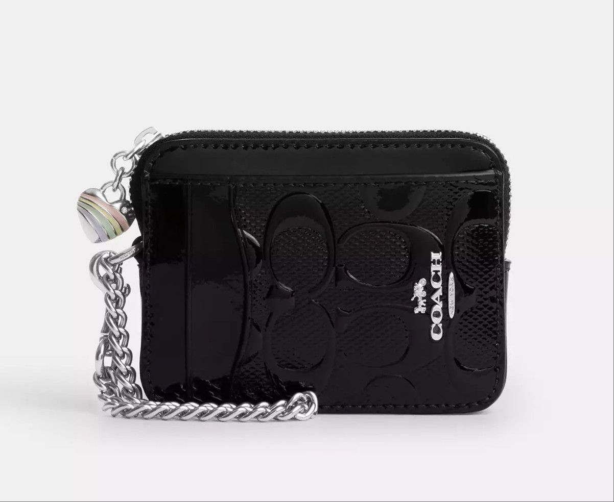 Coach Zip Card Case In Signature Leather With Heart Charm CDY73 Size ONE SIZE - 4 Thumbnail