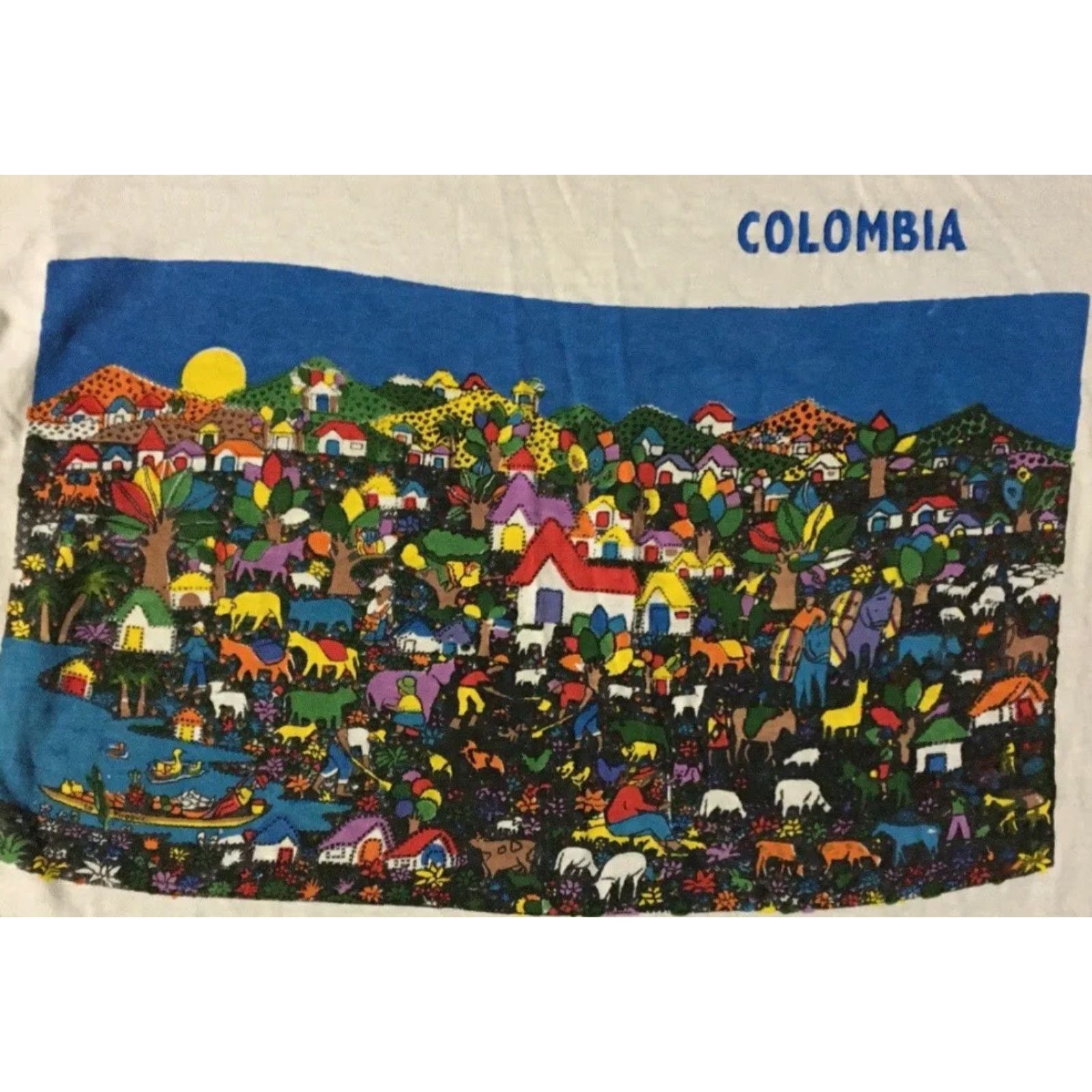 Vintage Vtg 80s Colombia Faded Art Shirt S Abstract Animal Beach Surf Skate Grunge 90s Size US S / EU 44-46 / 1 - 2 Thumbnail