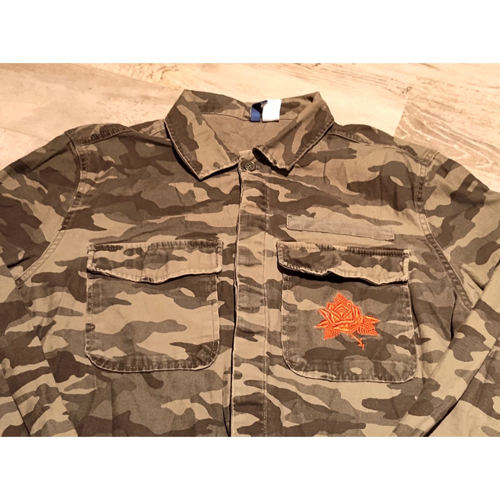 H&M VINTAGE H&M Divided Women's Camouflage Jacket Large Spring Fall Winter Green Orange Casual NYC Size L / US 10 / IT 46 - 4 Thumbnail