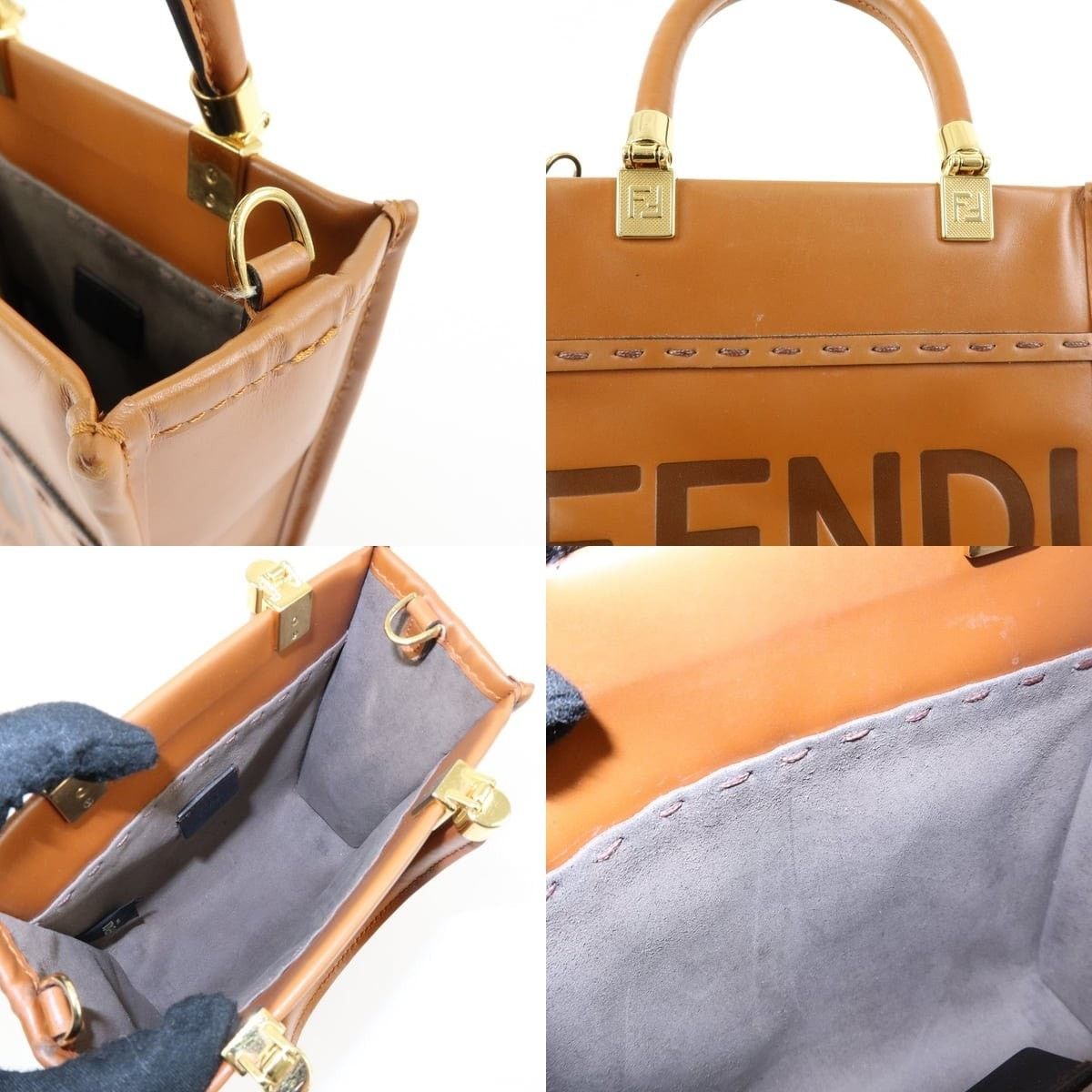 Fendi Fendi Sunshine Shopper Small Calfskin Top Handle Bag Brown Size ONE SIZE - 7 Thumbnail