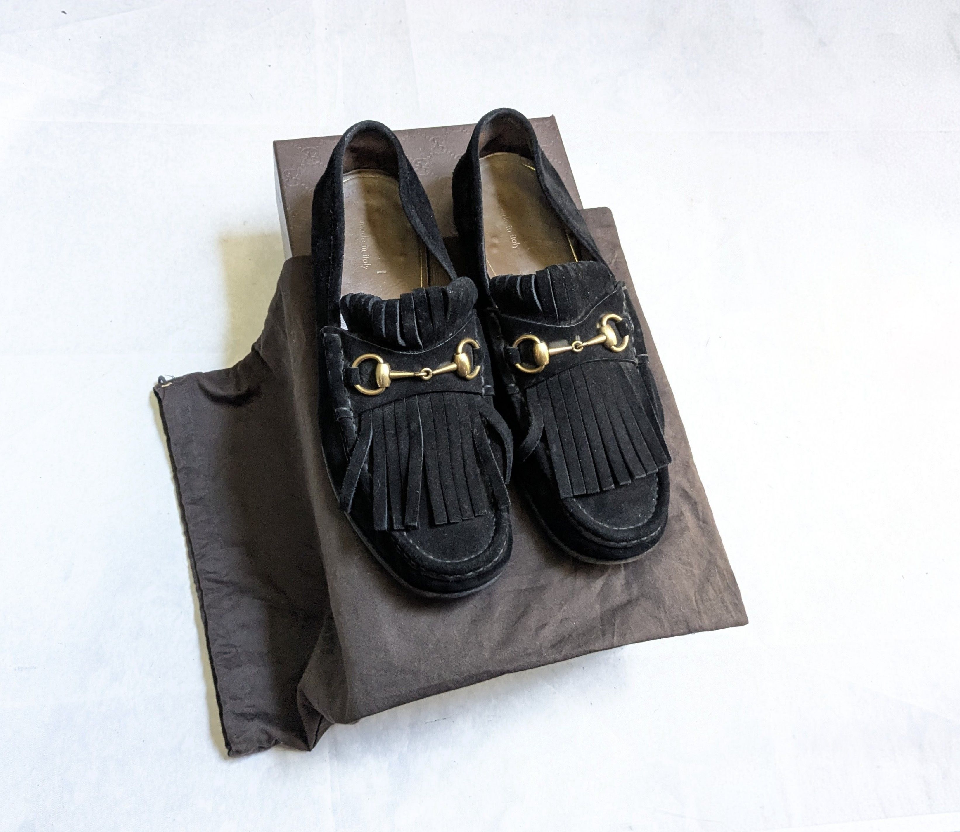 Gucci Gucci Horsebit Loafers Black Suede 10.5 Fringe Size US 10.5 / EU 43-44 - 1 Thumbnail