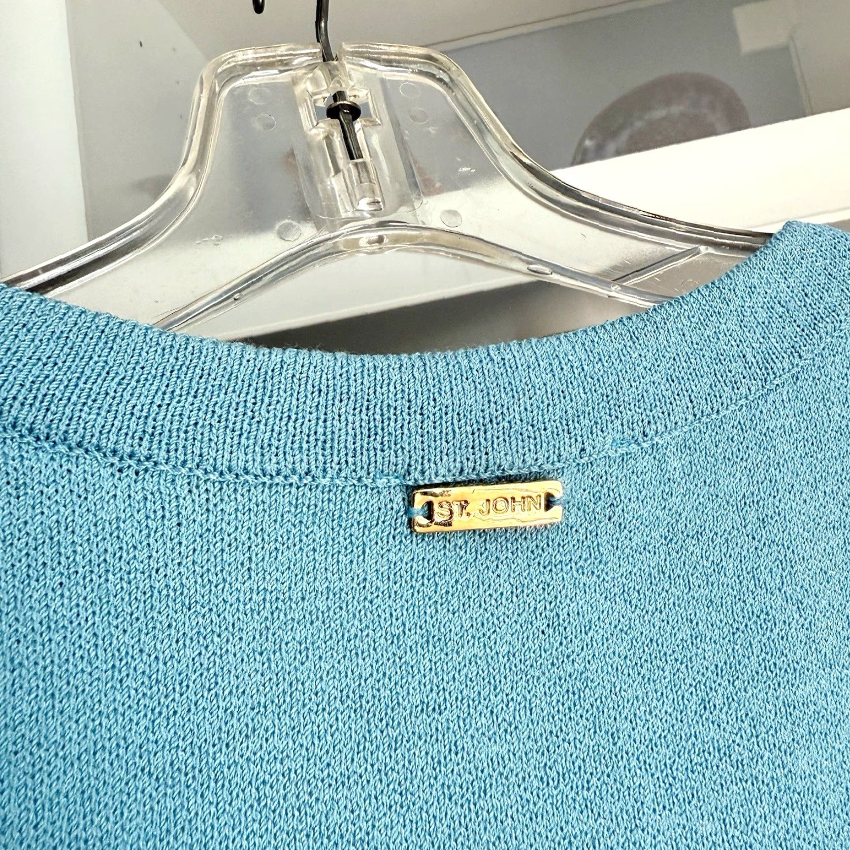 St. John VINTAGE St. John Sport Wool Scoop Neck Sweater Top Blue PS Short Sleeve Women Pullover Shirt Size S / US 4 / IT 40 - 5 Thumbnail