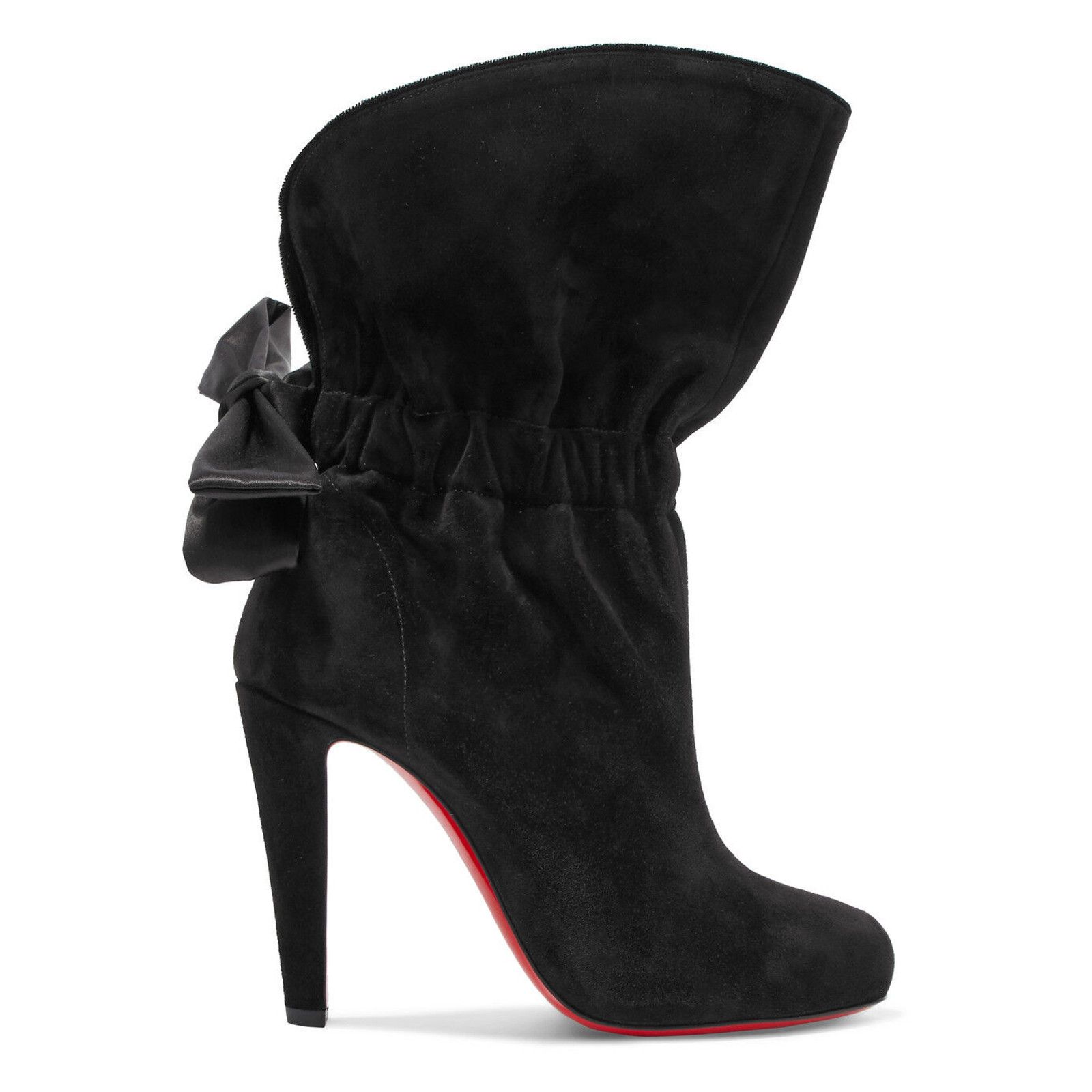Christian Louboutin Christian Louboutin Kristofa 100 Black Suede Bow Ankle Heel Size US 5.5 / IT 35.5 - 1 Thumbnail