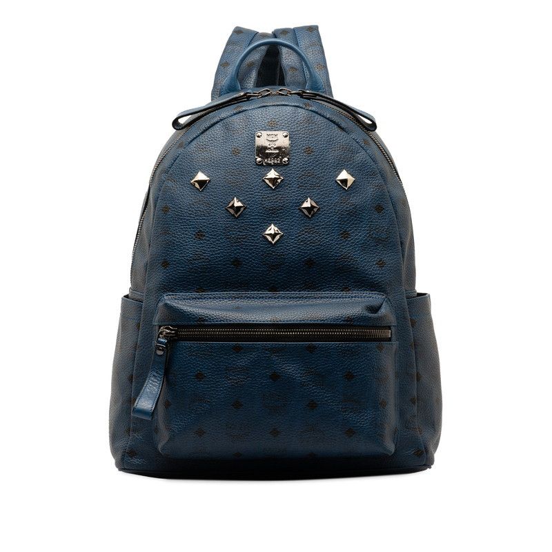 image of MCM Visetos Studded Medium Stark M Backpack in Blue, Women's