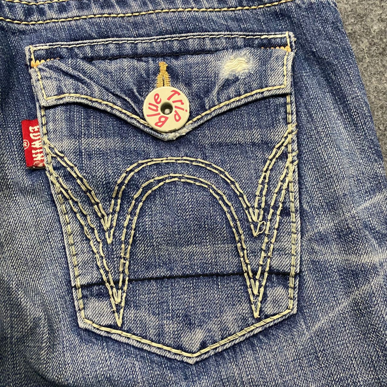 Edwin Vintage 90s Edwin Blue Trip Distressed Denim Size 32" / US 10 / IT 46 - 12 Thumbnail