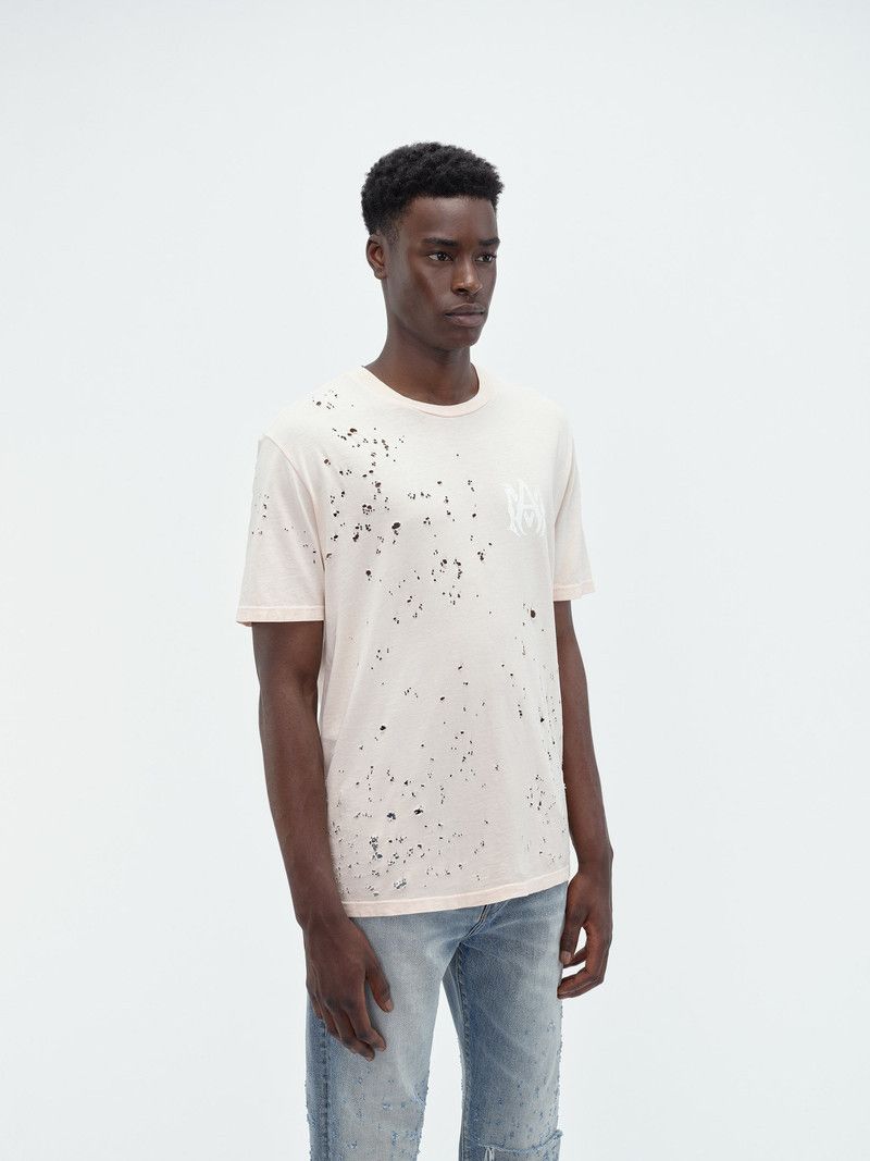 Amiri o1mle0426 Washed Shotgun Short Sleeve Tee Shirt in Neutrals Size US M / EU 48-50 / 2 - 3 Thumbnail