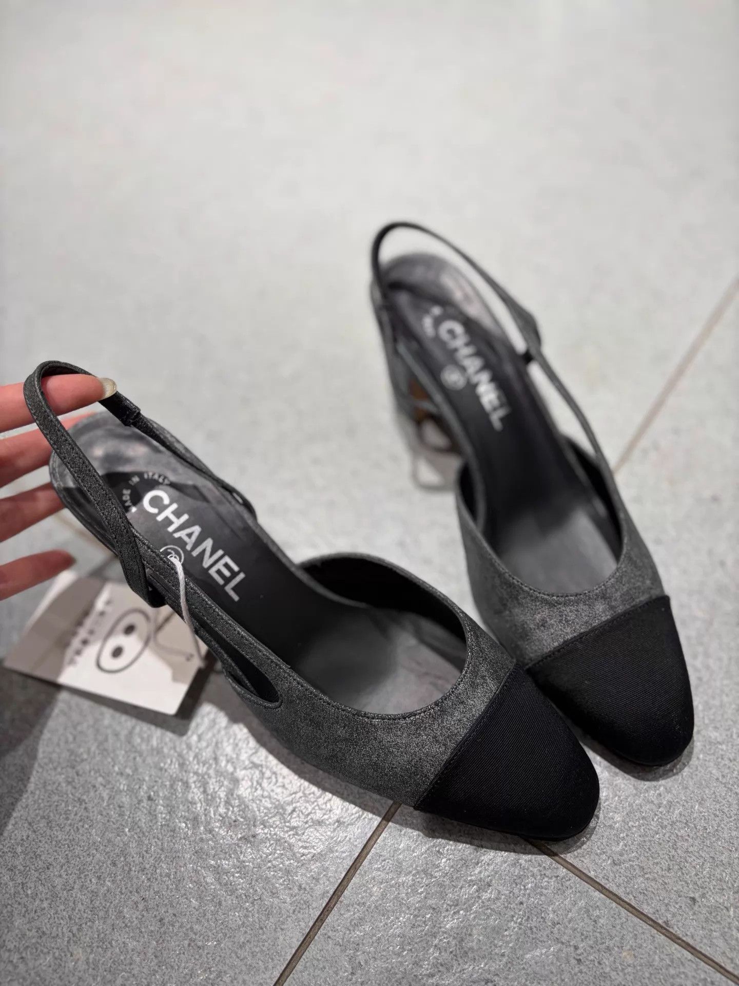 Chanel Chanel Charcoal Pearlized Classic Heeled Sandals 99 New 38 Size US 7.5 / IT 37.5 - 1 Thumbnail