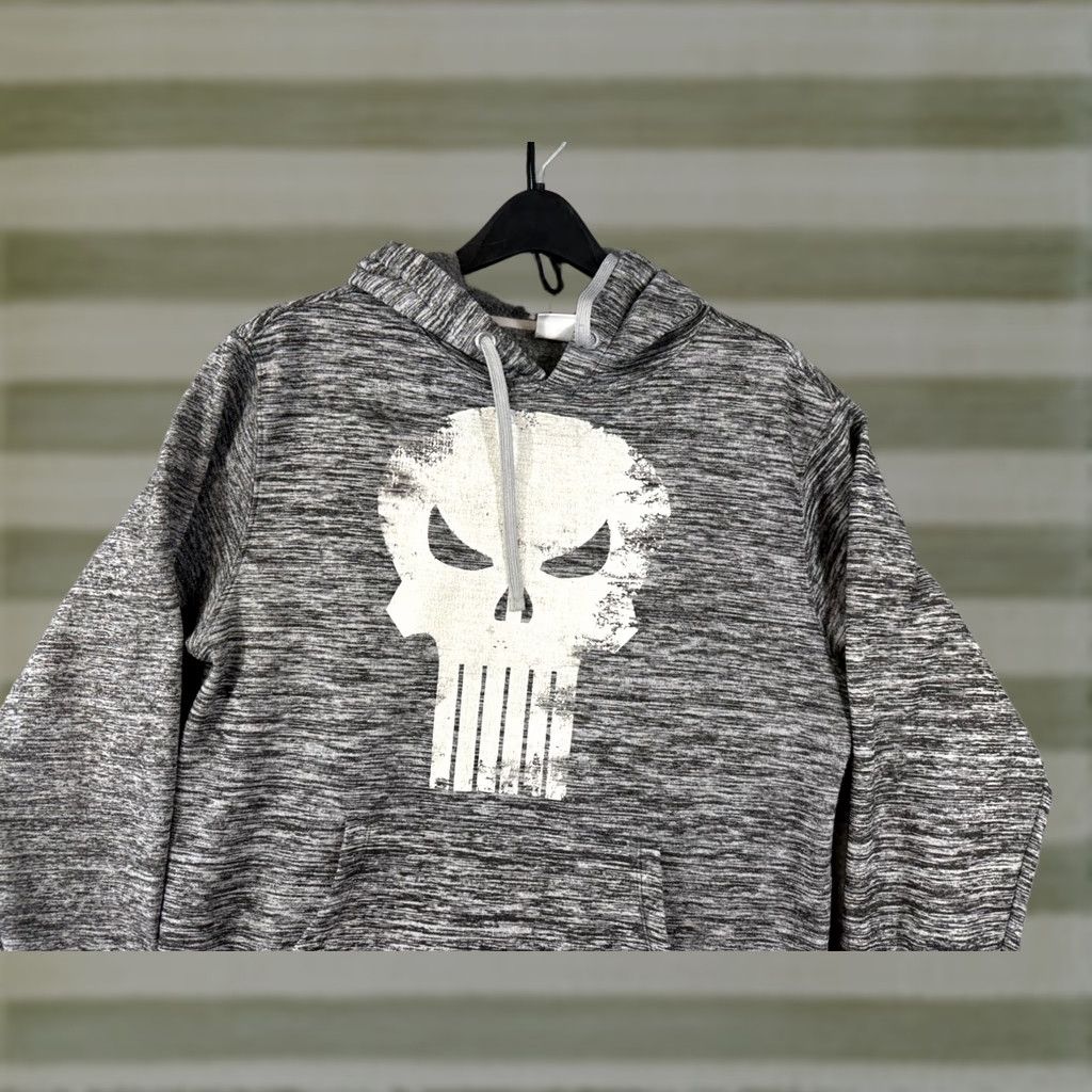 Vintage Marvel Hoodie Mens M 38/40 Heather Gray Fleece The Punisher Skull Graphic Pullover Drawstring Mens Hoodies Hoodie Size US M / EU 48-50 / 2 - 1 Thumbnail