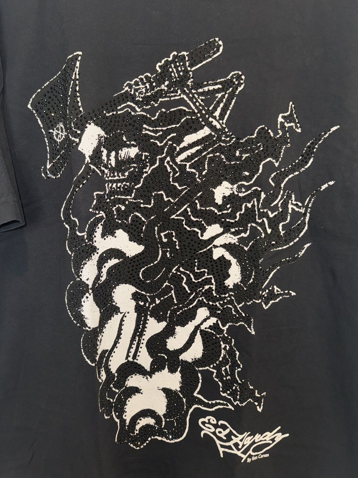 Complex × Ed Hardy × Ken Carson Ken Carson Ed Hardy ComplexCon Black and Red Rhinestone Tee Size US L / EU 52-54 / 3 - 5 Thumbnail