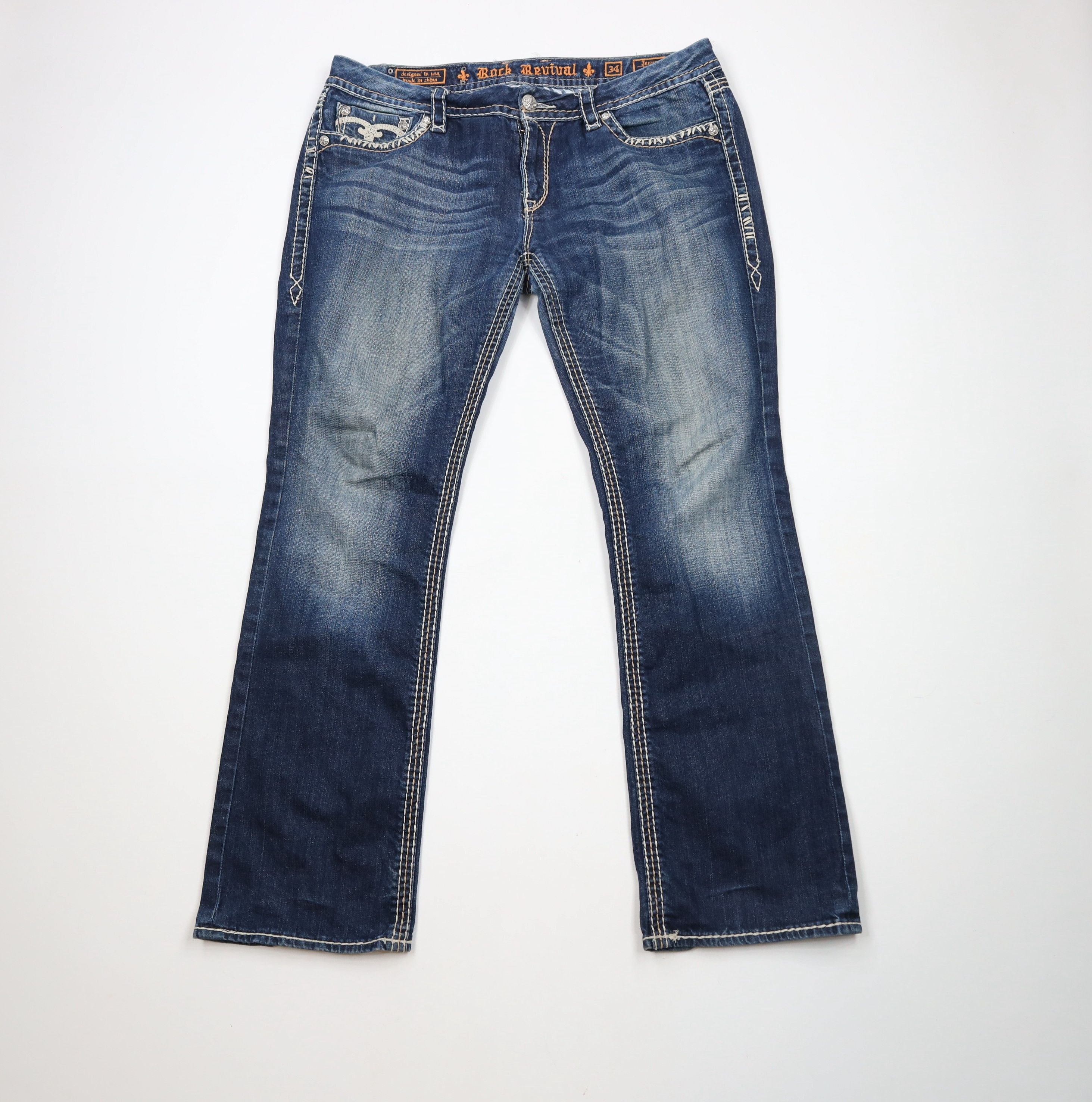 Rock Revival × Vintage Rock Revival Thick Stitch Jenna Bootcut Denim Jeans AS IS Size 34" / US 12 / IT 48 - 1 Thumbnail