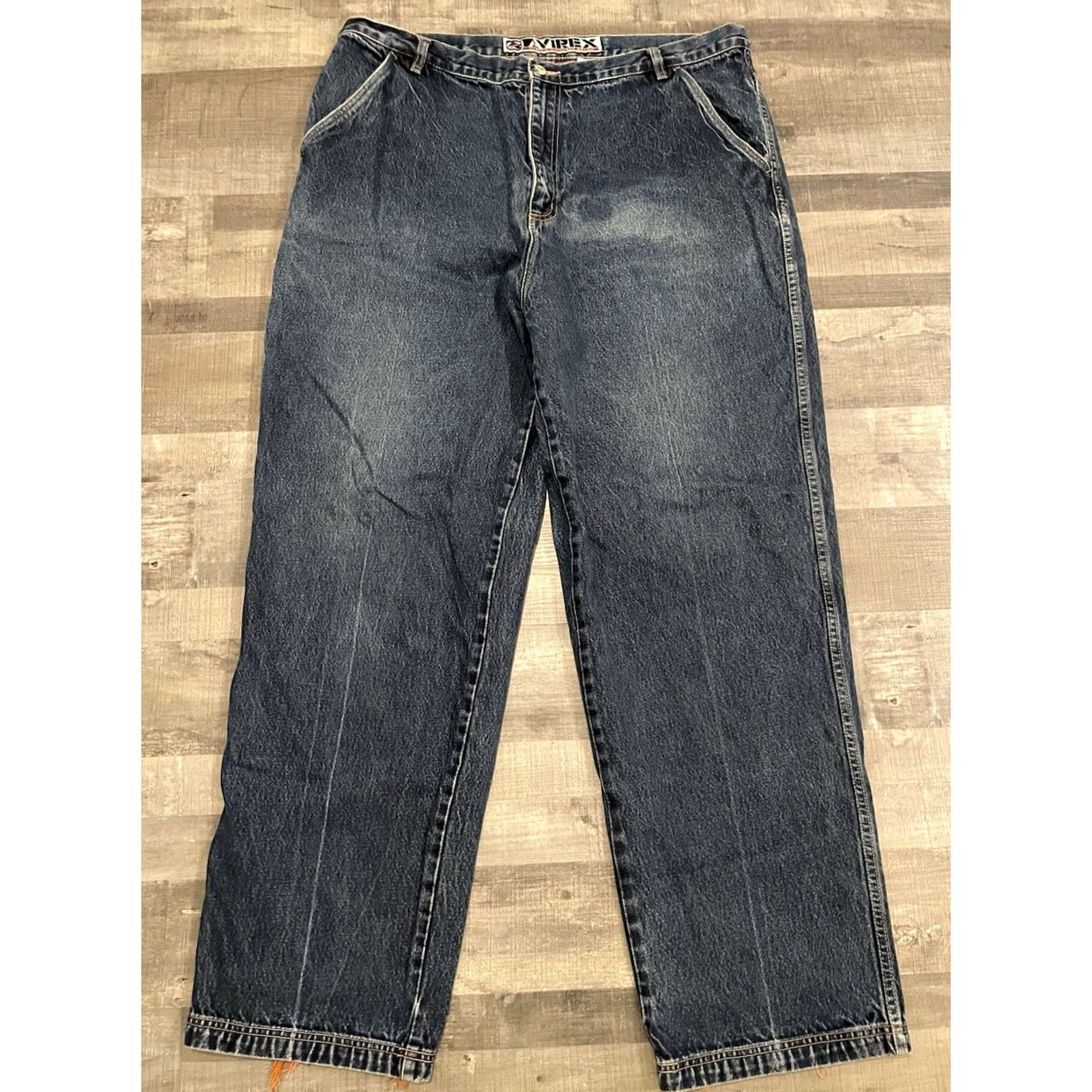 Avirex Vtg Avirex Jeans Men Size 42 (40x32) Baggy Embroidered Y2K 90s Wide Leg (F518) - Vintage Denim Size US 42 / EU 58 - 5 Thumbnail