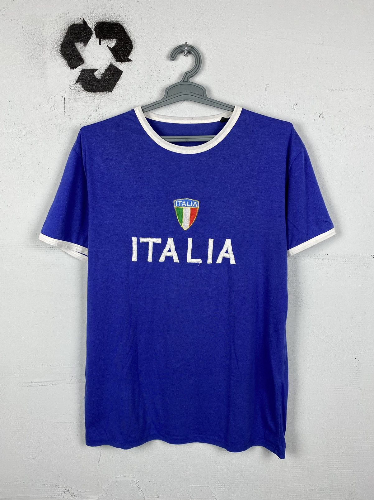 Pre-owned Soccer Jersey X Vintage Italy Training Chief Keef Ralph Laurent Style T Shrt In Blue