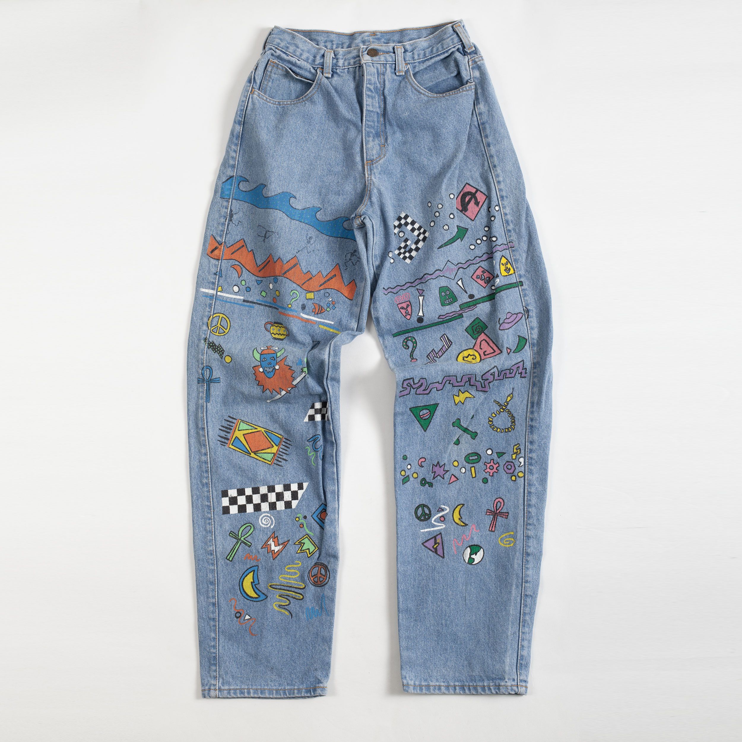 Other Vintage 90s High Waisted Painted Mom Jeans 26'' (26x32) Size 26" / US 2 / IT 38 - 6 Thumbnail