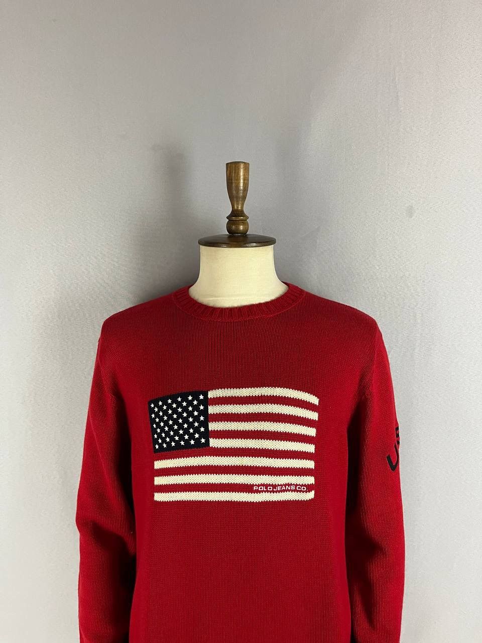 Polo Ralph Lauren Polo Ralph Lauren Sweater Red American Flag Size US XL / EU 56 / 4 - 2 Thumbnail