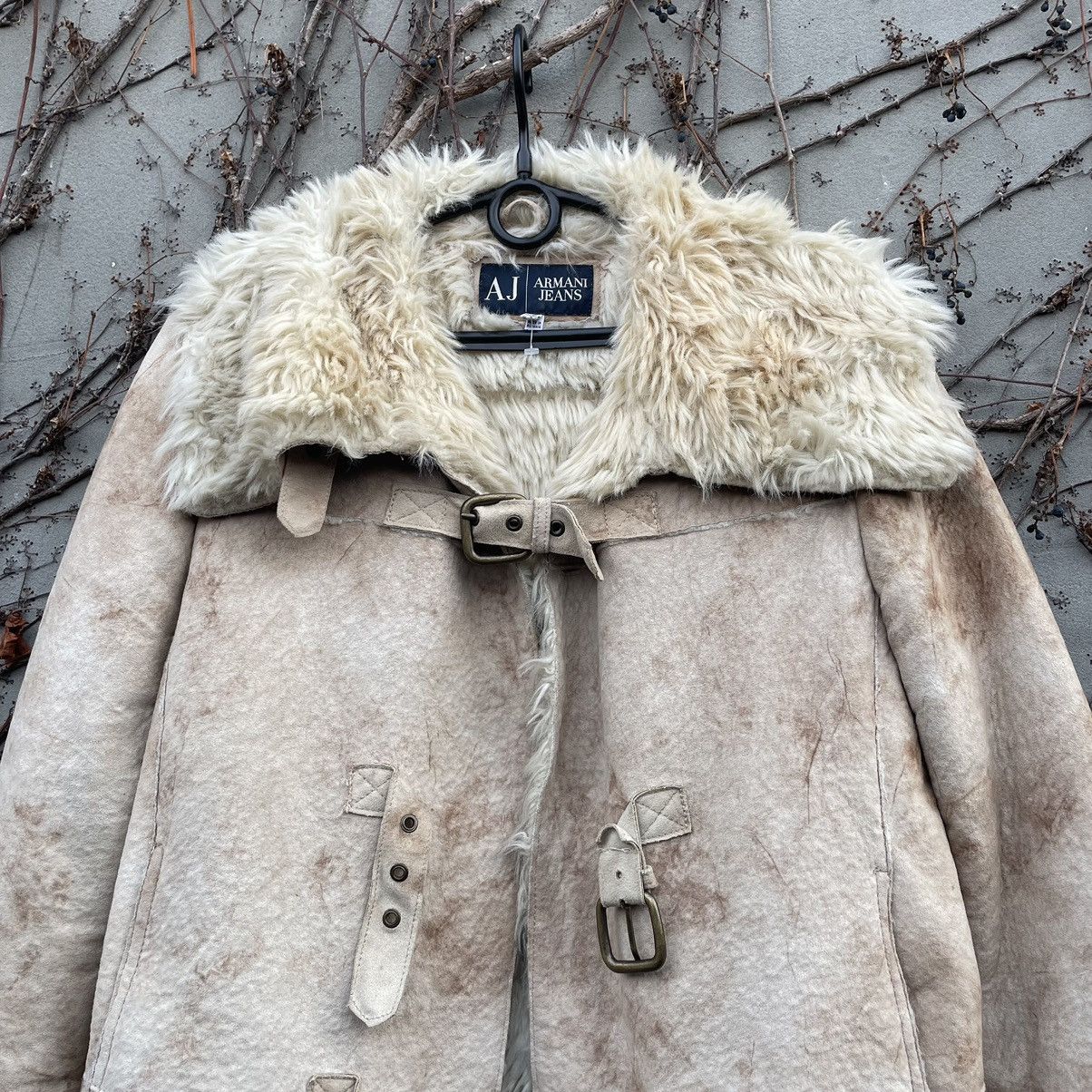 Vintage Armani Jeans Faux Fur Aviator Shearling Jacket