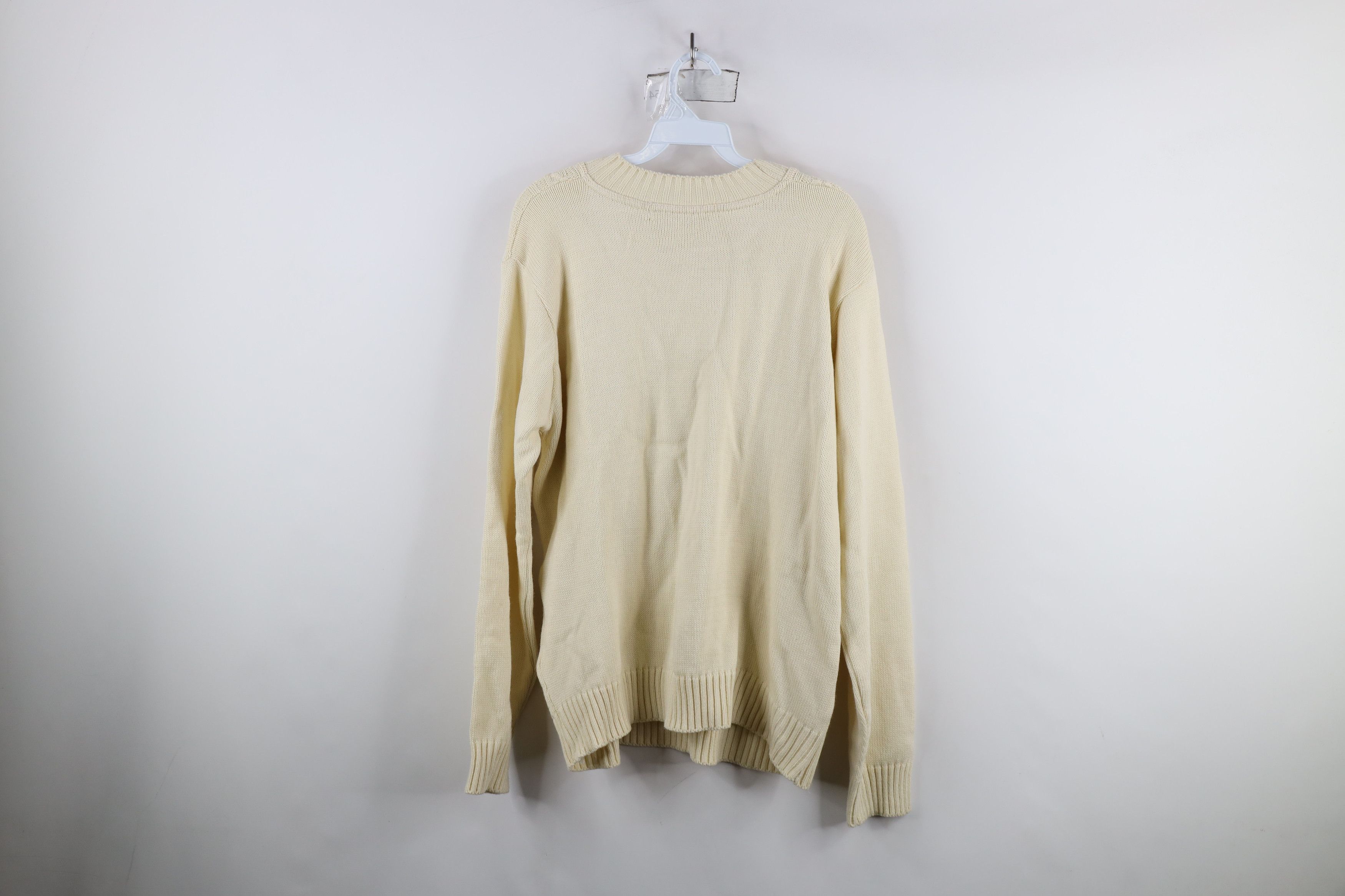 Vintage Vintage 90s Streetwear Ribbed Cable Knit Sweater Beige Size L / US 10 / IT 46 - 8 Thumbnail