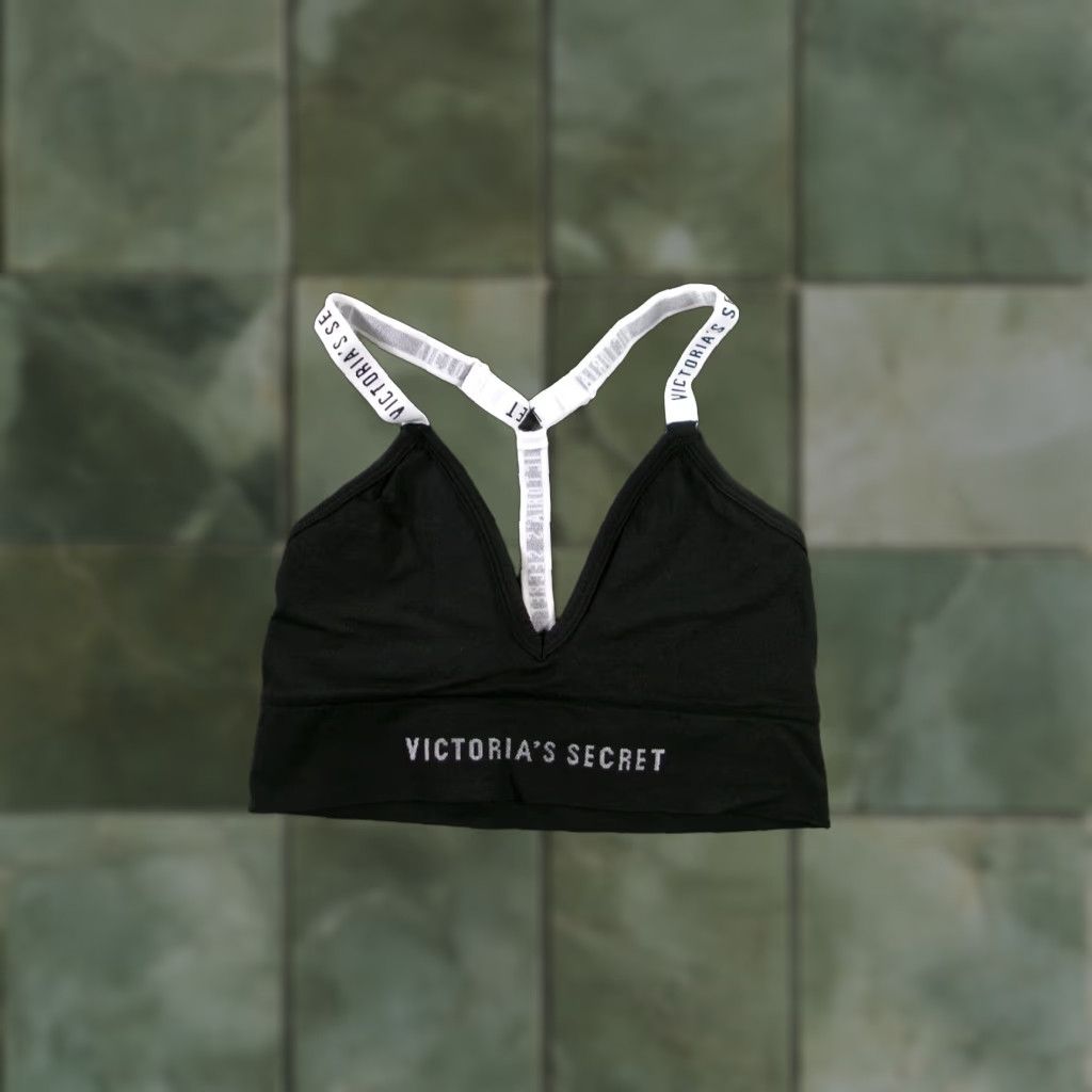 Victoria's Secret VICTORIA'S SECRET Bra Womens Small Black Sports Racerback Athletic Sleek Shirt Size ONE SIZE - 1 Thumbnail