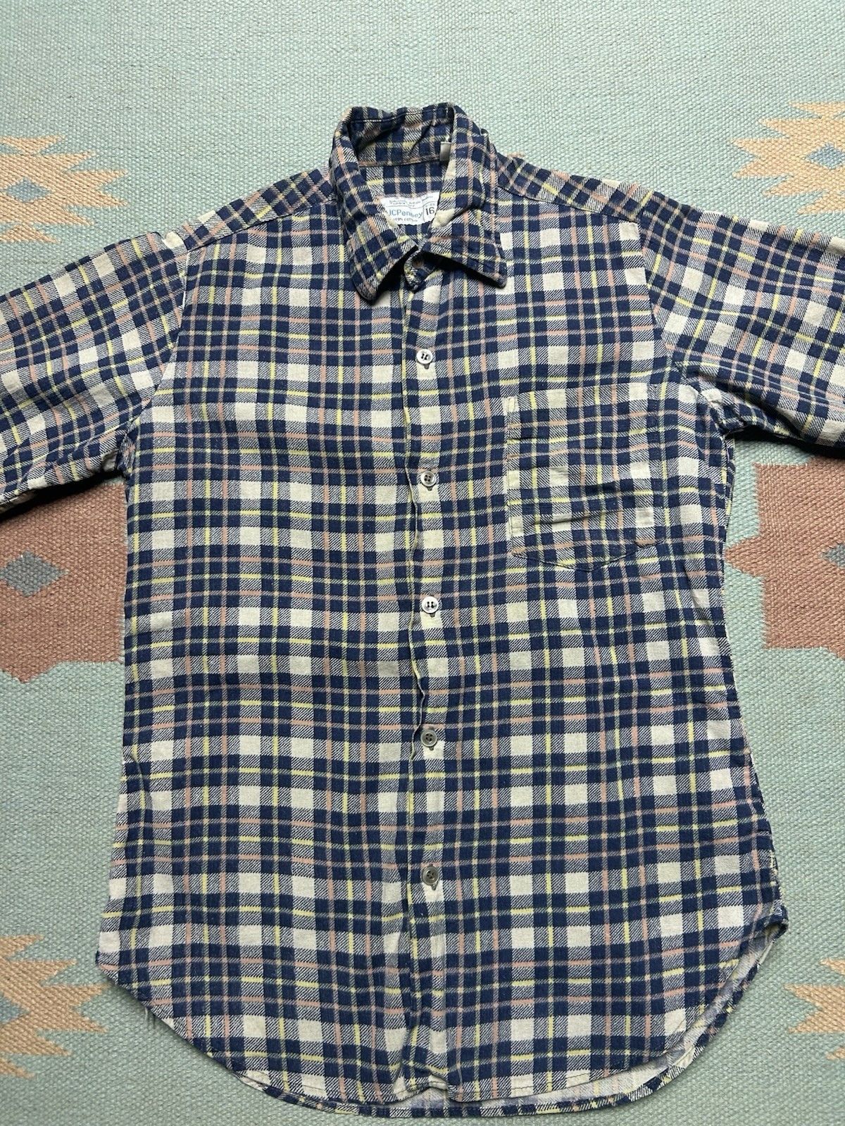 Vintage Vtg 70s flannel shirt JCPenney cotton plaid youth boys 16 Size US XS / EU 42 / 0 - 2 Thumbnail