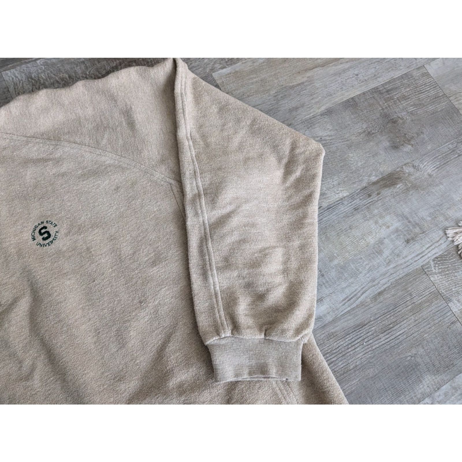 CLOT Straight Down Mens 2XL Quarter Zip Pullover Sweatshirt Beige Terr y Cloth Embroidered Logo USA Michigan State Spartans Golf Pullover Adults Be g e Size US XXL / EU 58 / 5 - 3 Thumbnail