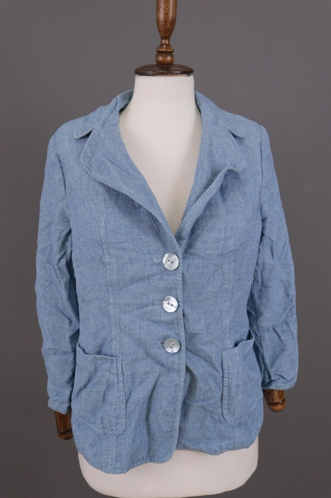 Escada Escada Blue Wool Silk Linen Blazer Lined Jacket Size 42 Size M / US 6-8 / IT 42-44 - 3 Thumbnail