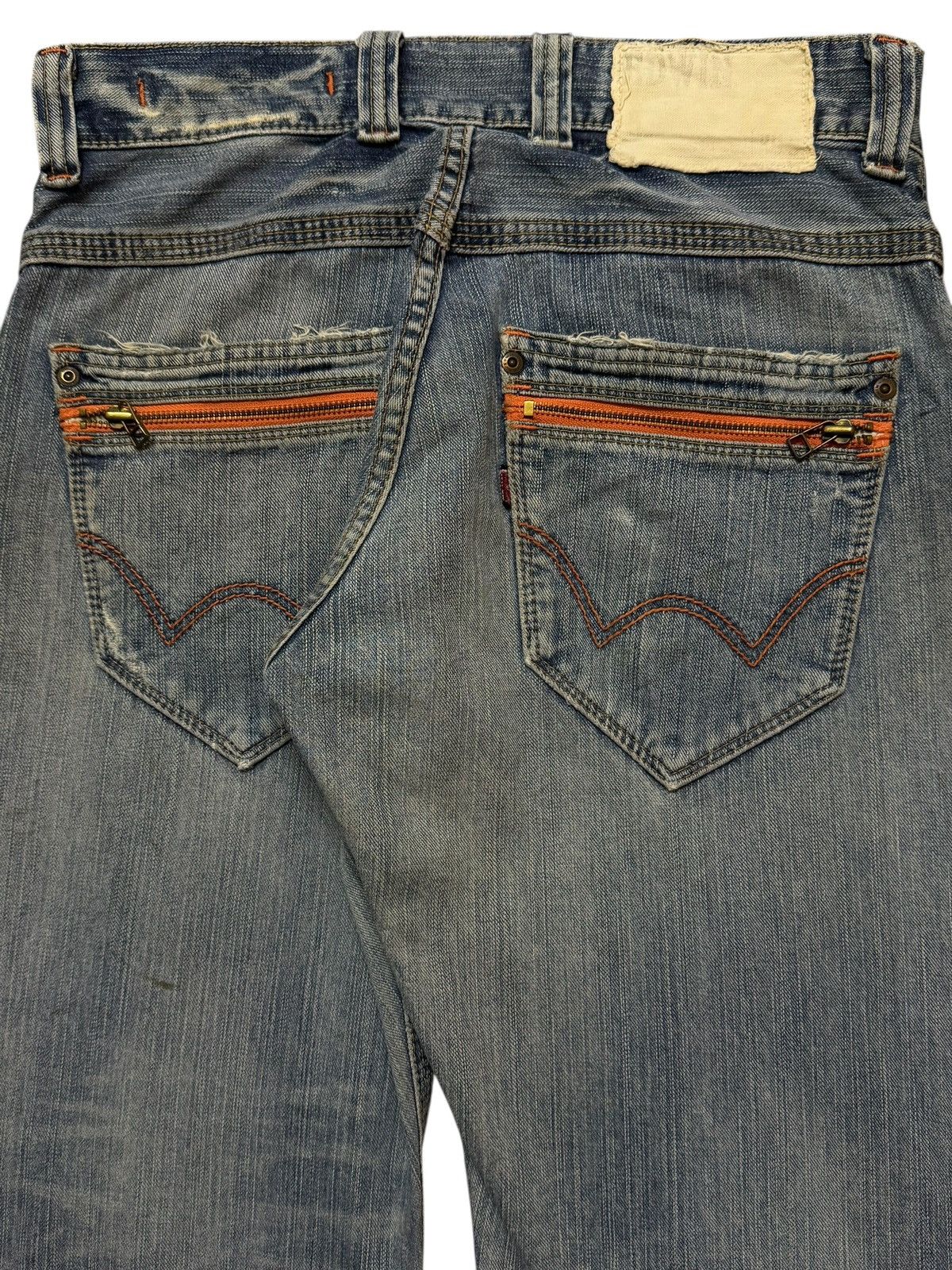 Edwin Vintage 90s Edwin XV Blue Faded Mud Wash Distress Wide Leg Size US 31 - 5 Thumbnail