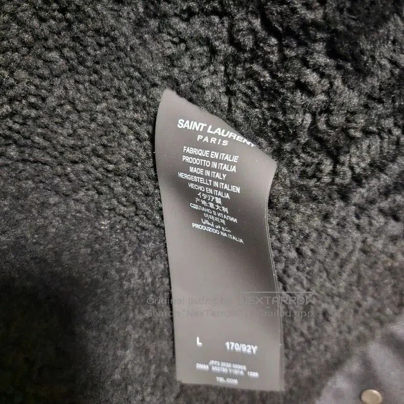 Saint Laurent Paris YSL Black Denim Jacket with Shearling Collar. Size US L / EU 52-54 / 3 - 5 Thumbnail