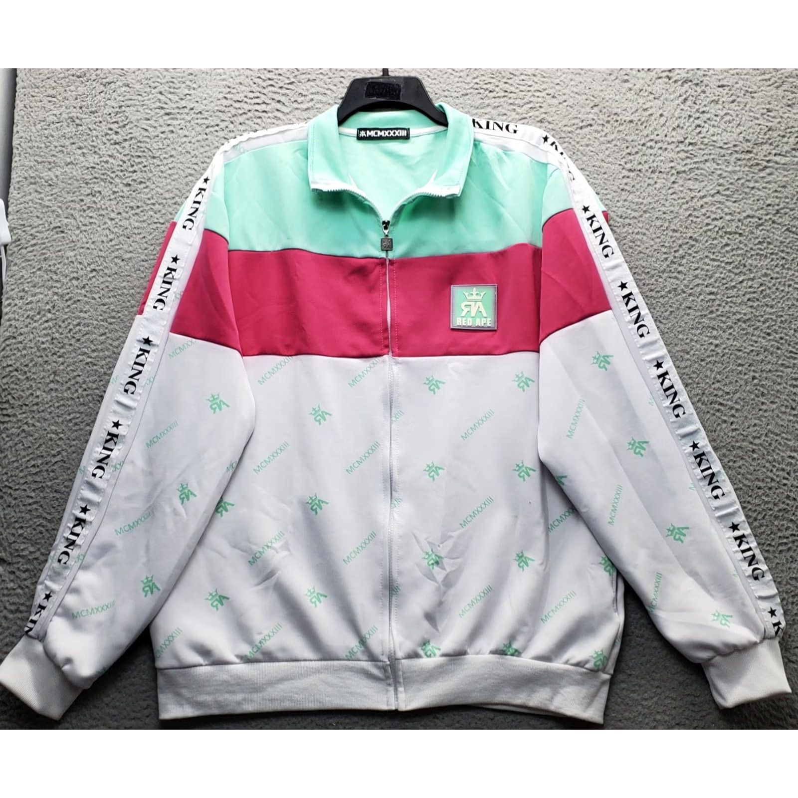 Vintage MCMXXXIII Red APE Track Jacket Mens 2X Monogram Print Streetwear Full Zip Jacket Size US XXL / EU 58 / 5 - 2 Thumbnail