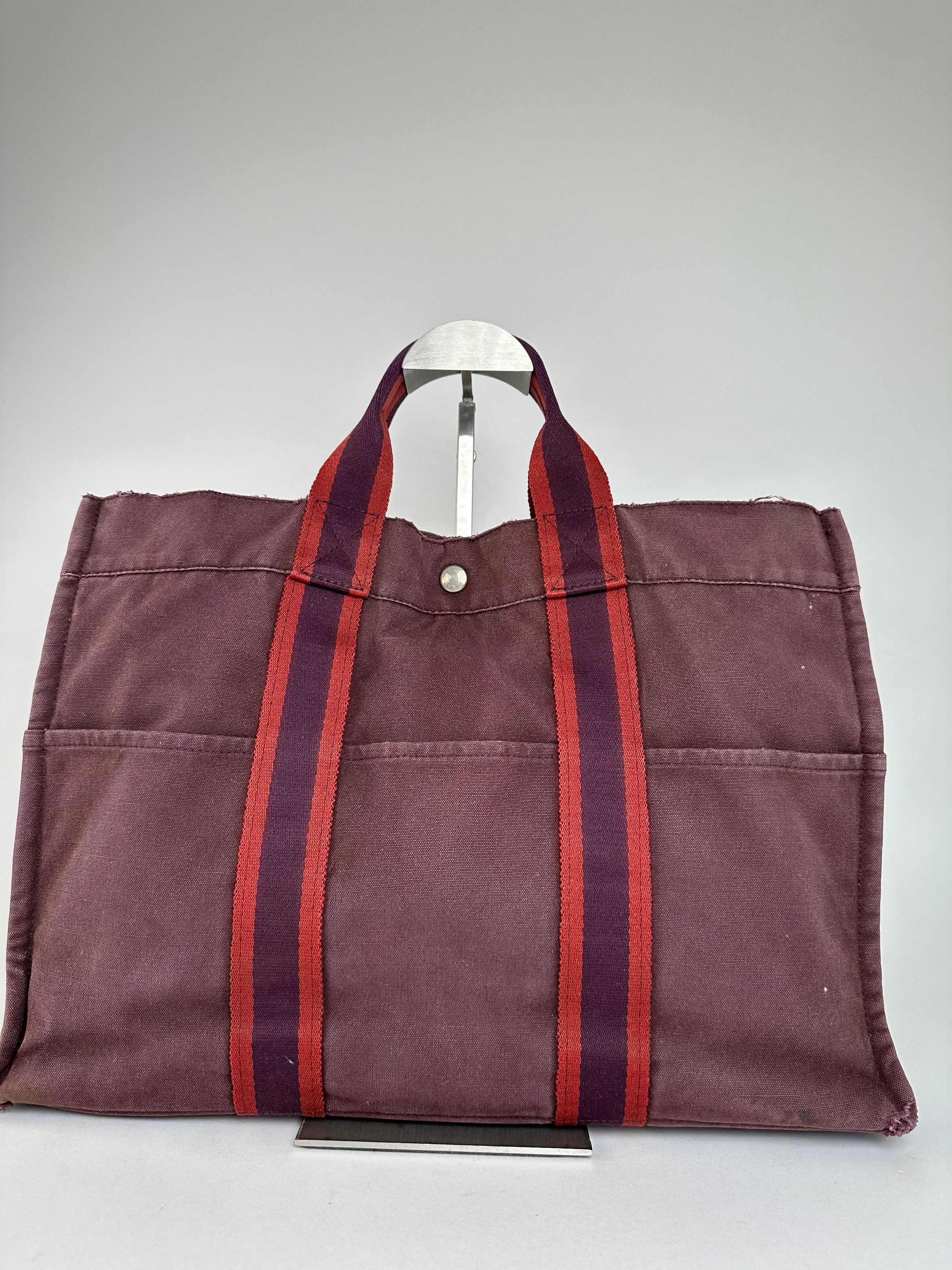Other Vintage Hermes Fourre Tout Canvas Tote Bag Burgundy Red Size ONE SIZE - 1 Thumbnail