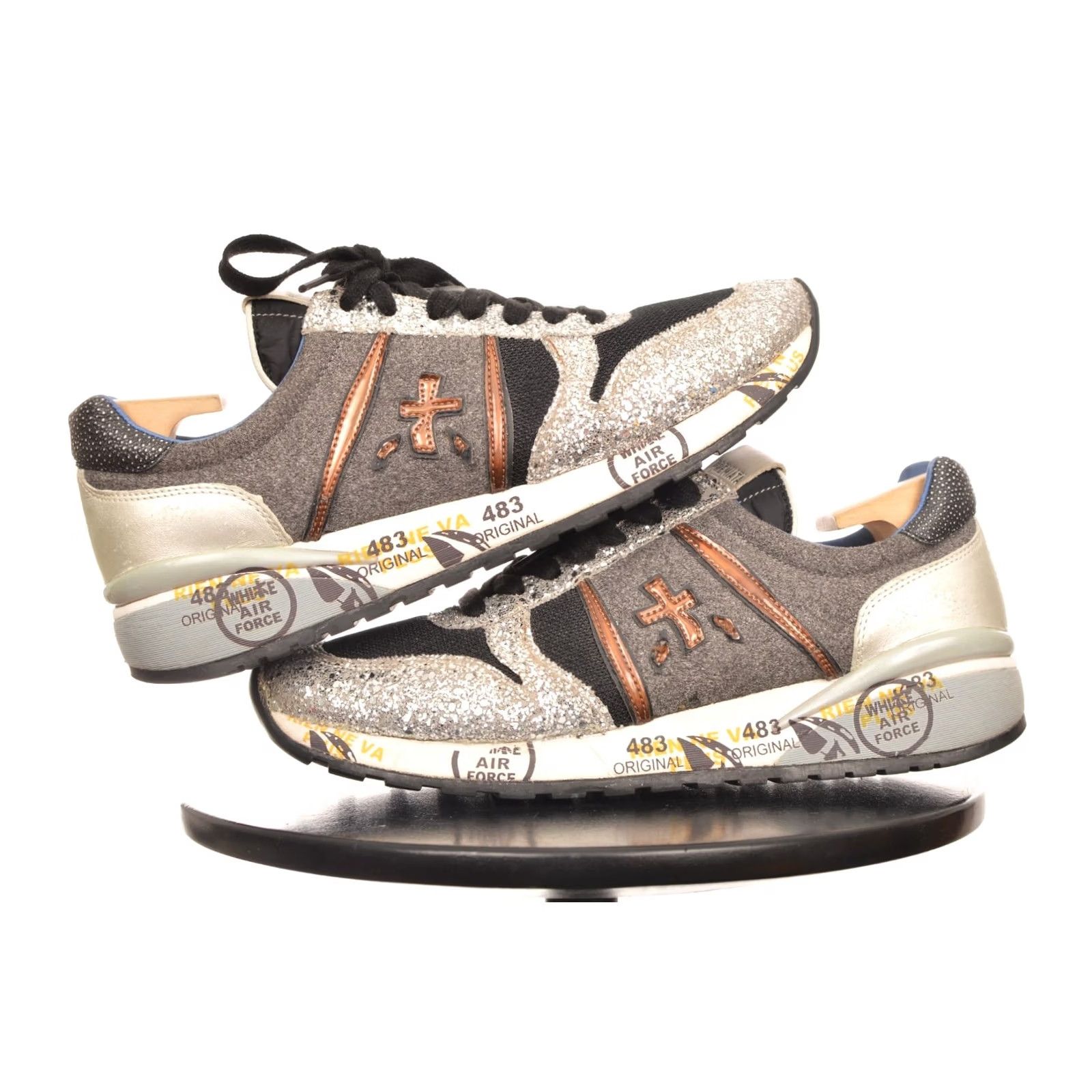 Premiata Premiata VAR 1618 Womens Glittered Sneakers Size 40 Gray Athletic Shoes Ladies 9.5 US Size US 10 / IT 40 - 5 Thumbnail