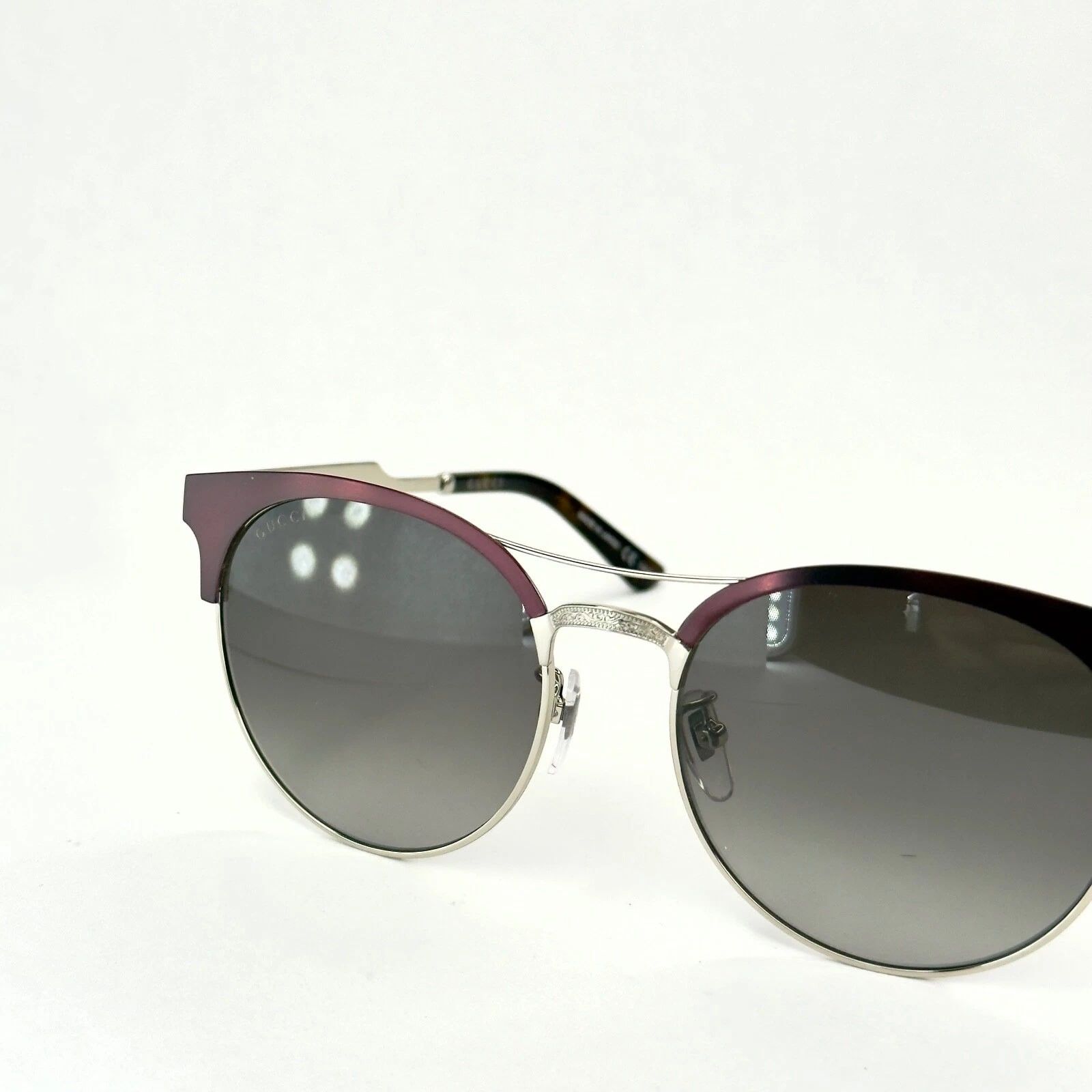 Gucci GUCCI 0075 GG0075S Silver Burgundy Metal Sunglasses 004 Size ONE SIZE - 5 Thumbnail