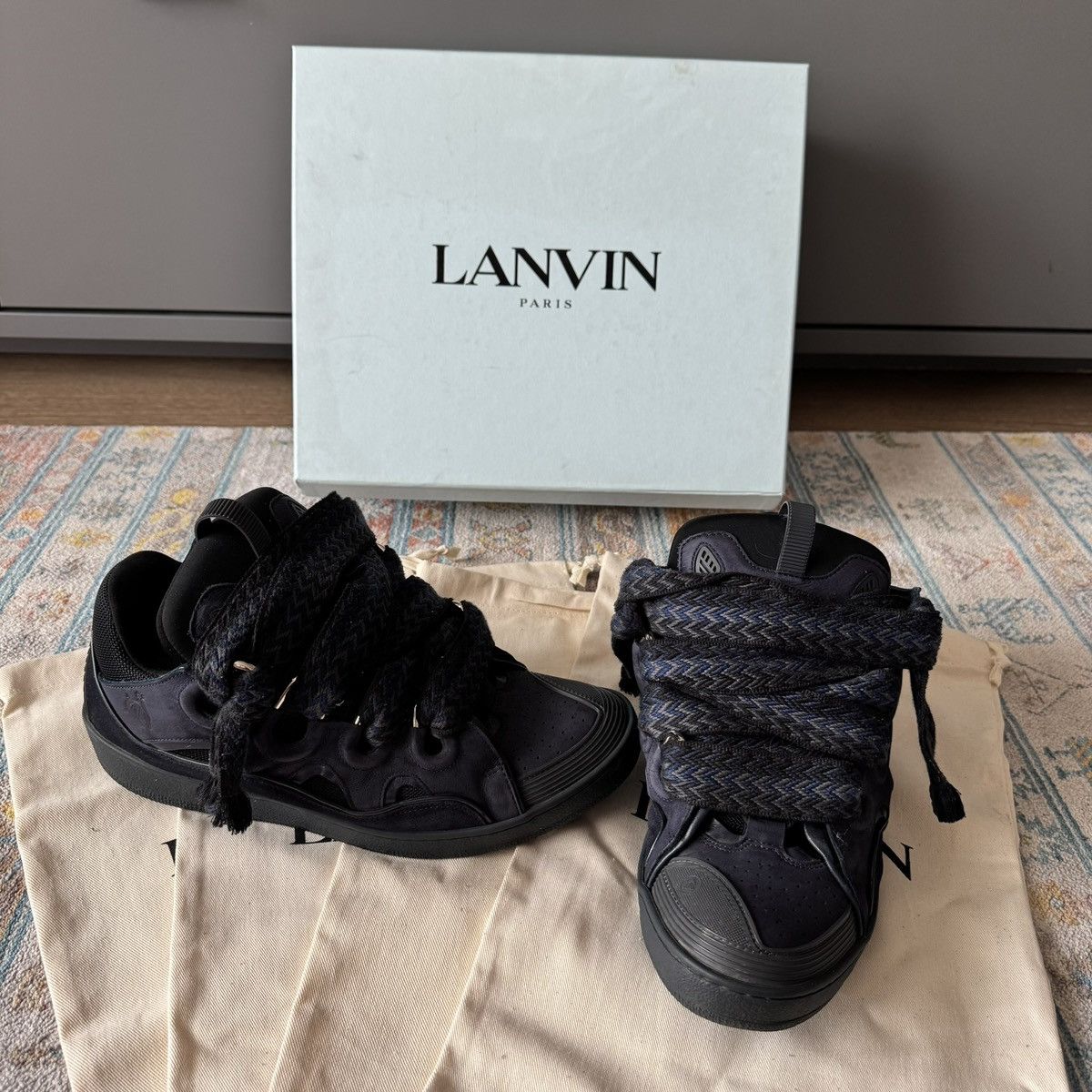 Lanvin Lanvin Curb shoes dark blue Size US 12 / EU 45 - 1 Thumbnail